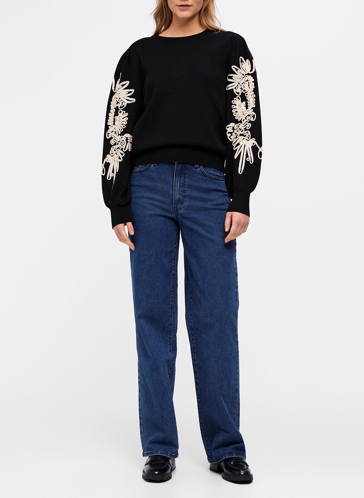 Sweater met ronde hals OBJECT Zwart