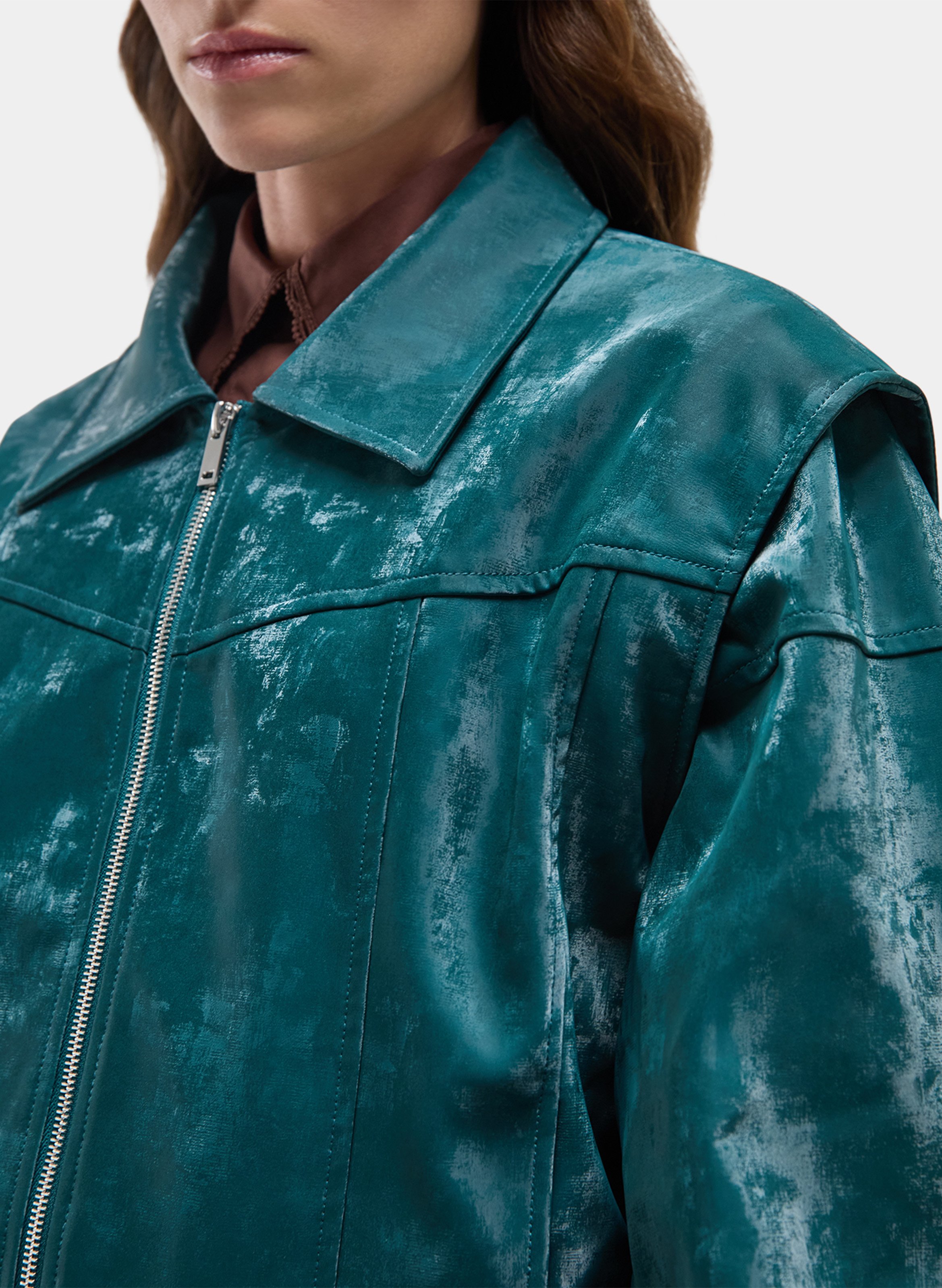 Oversized washed zip-up jacket LAAGAM Green