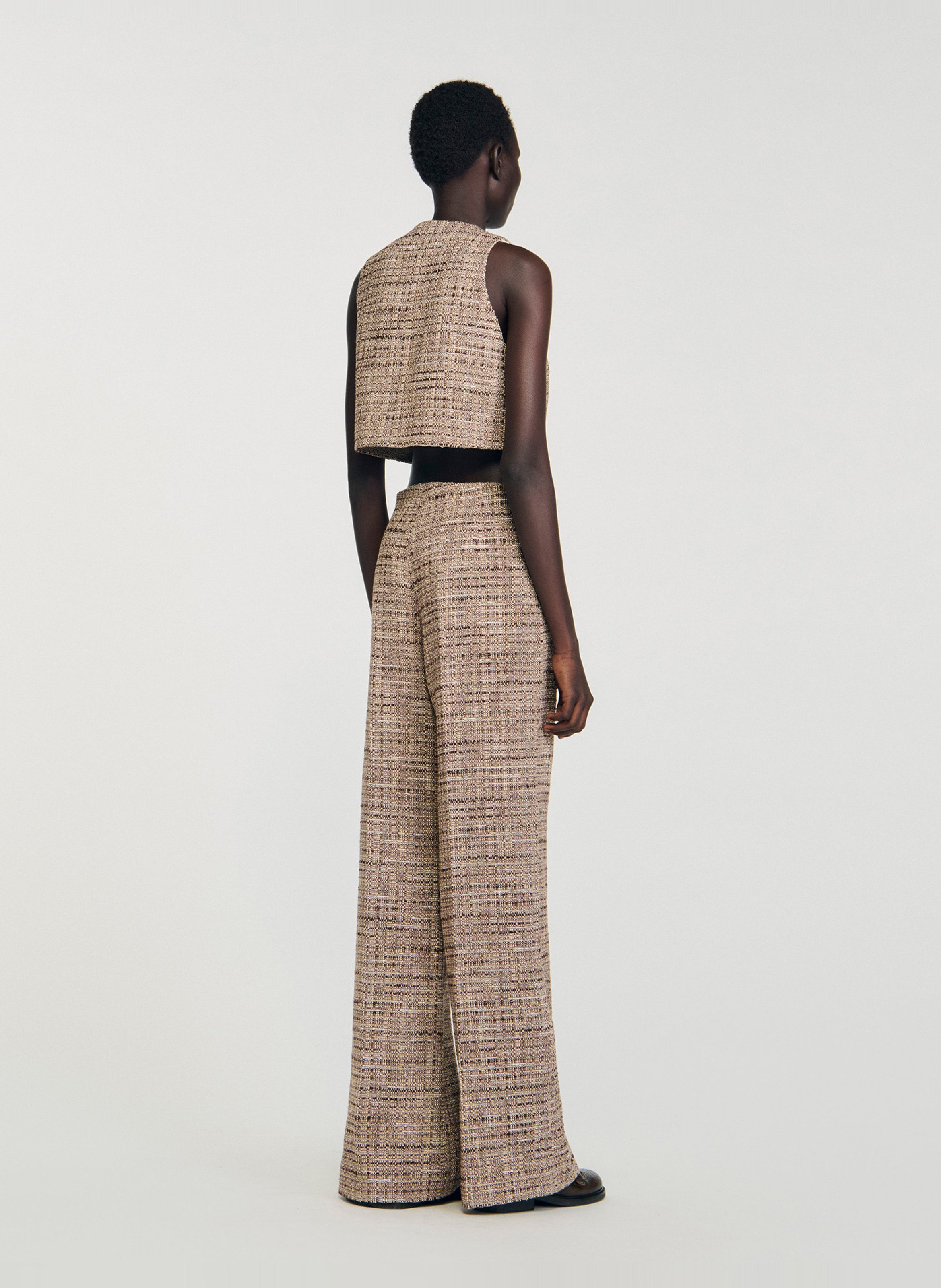 Tweed flared pants SANDRO Brown