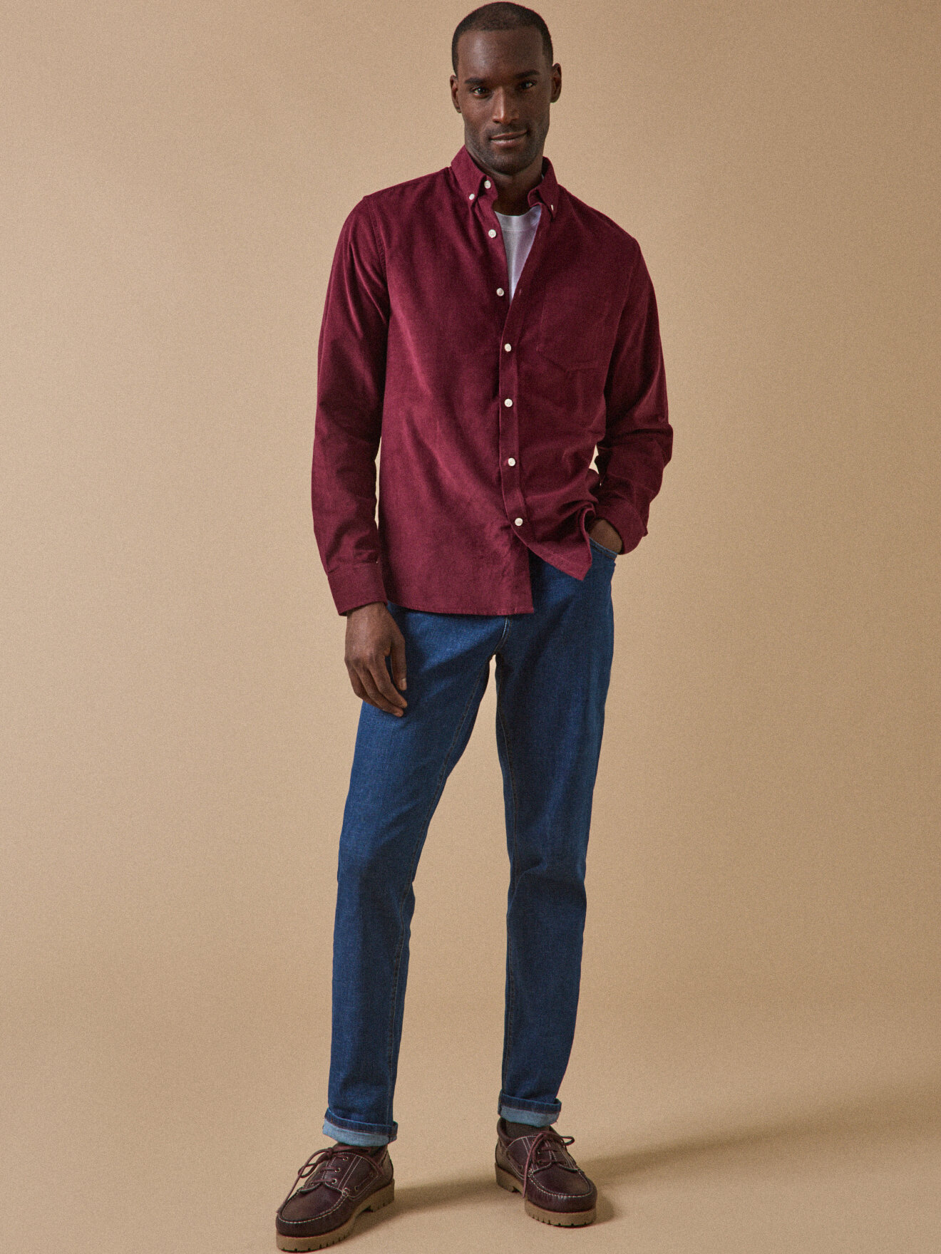 Contemporary cut velvet shirt CYRILLUS Red