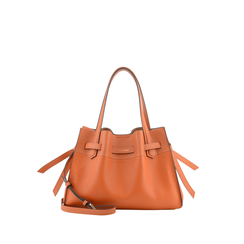 Handbag - cowhide leather POURCHET Orange