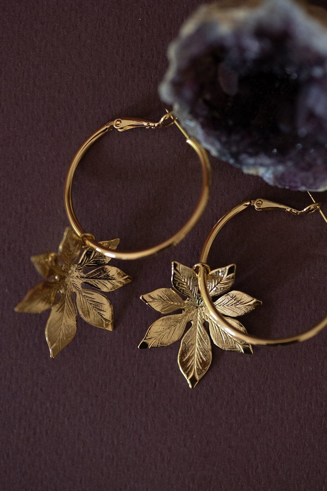 HESPÉRIS - small silver-plated flower hoop earrings MONSIEUR SIMONE Golden