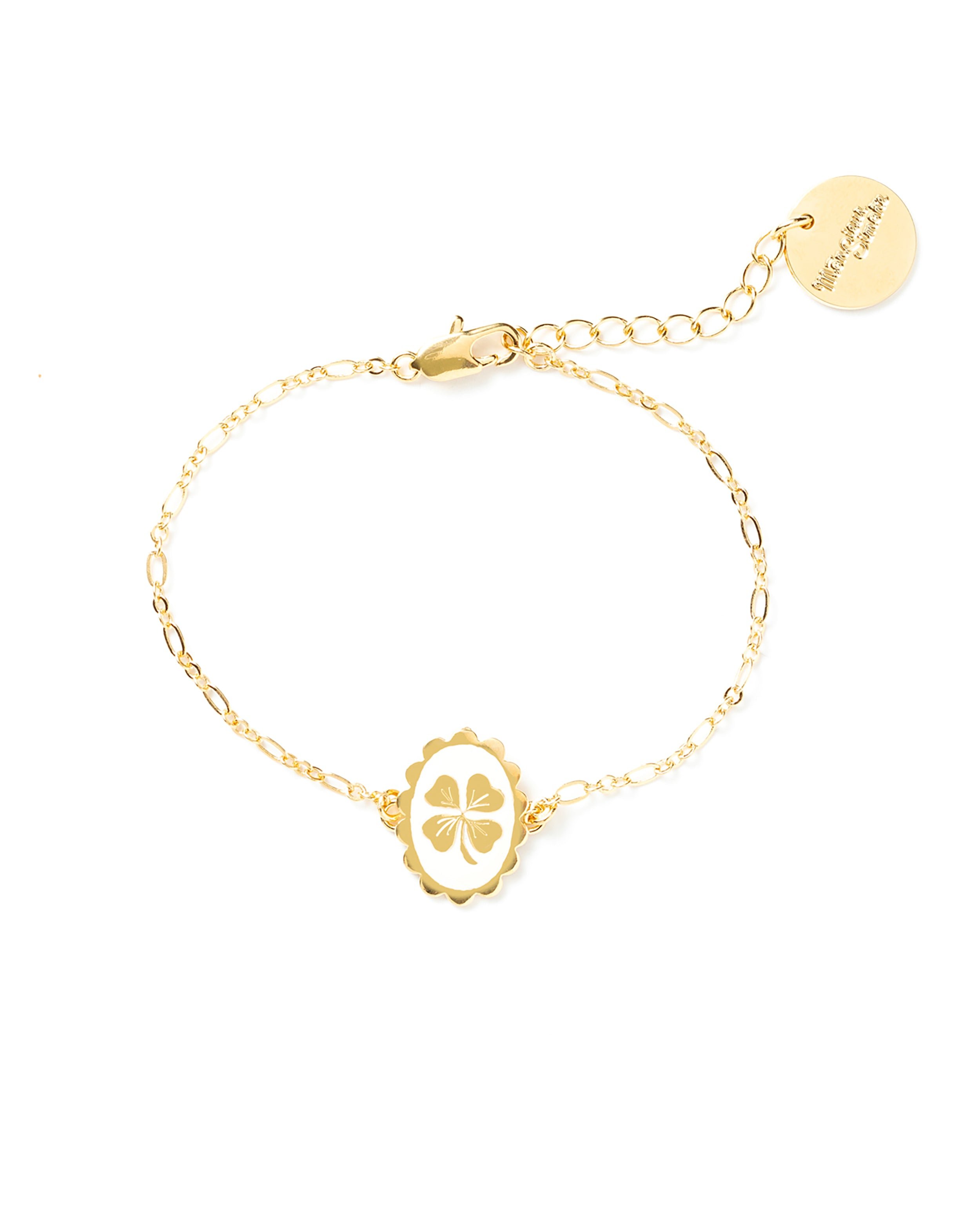 Gold-plated enamel clover bracelet MONSIEUR SIMONE White