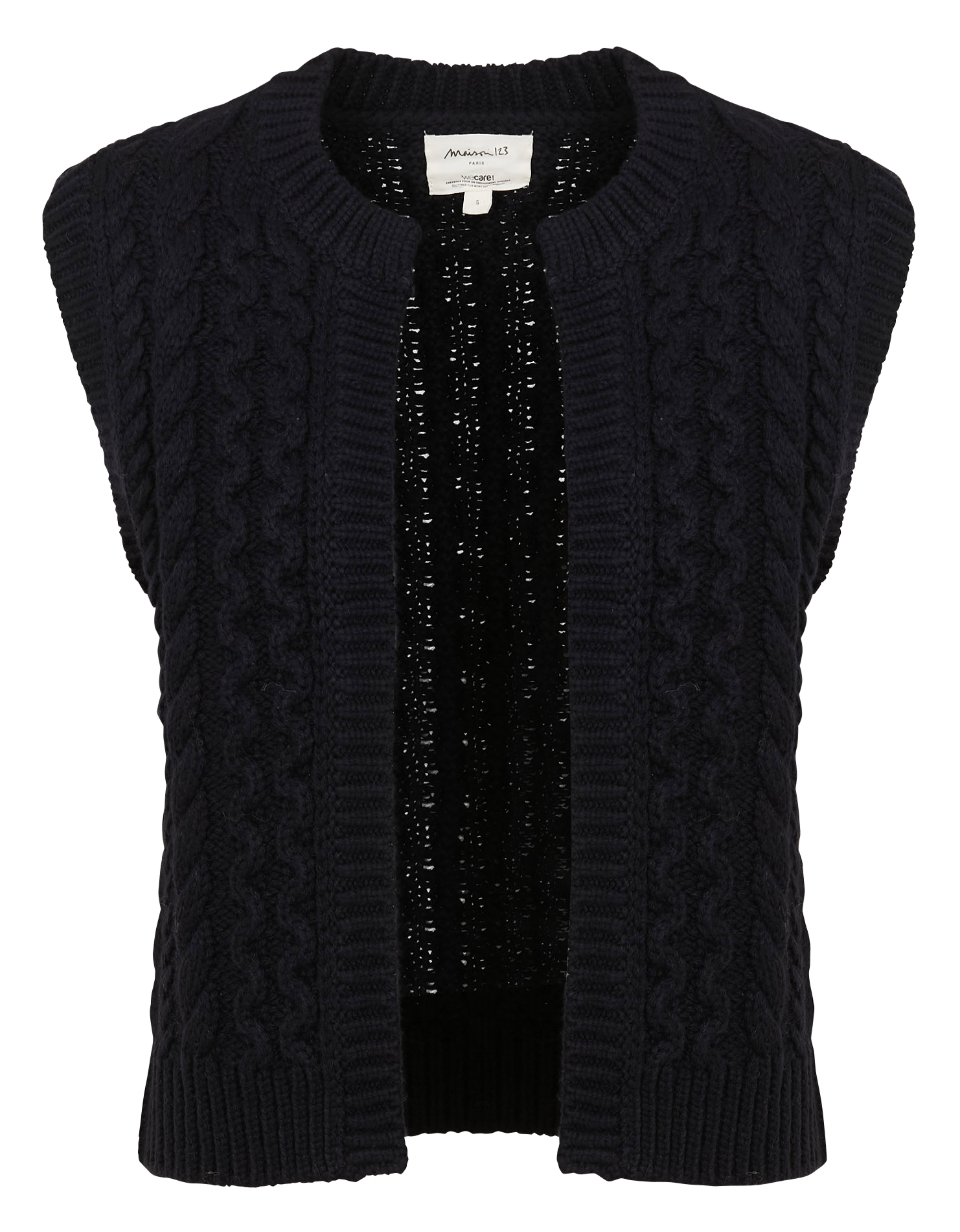 Straight round-neck wool-blend cardigan MAISON 123 Blue