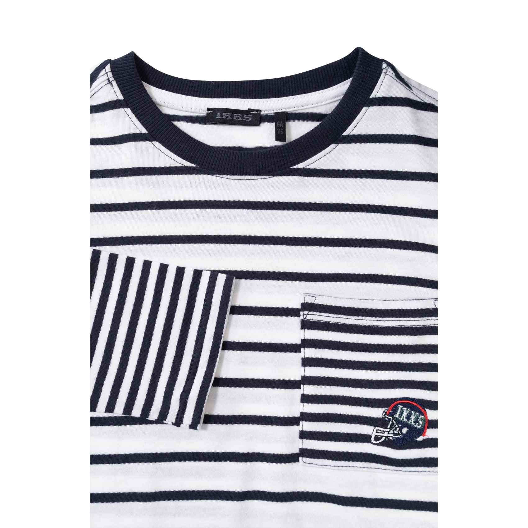 Tee-shirt droit col rond en coton rayé IKKS JUNIOR Bleu