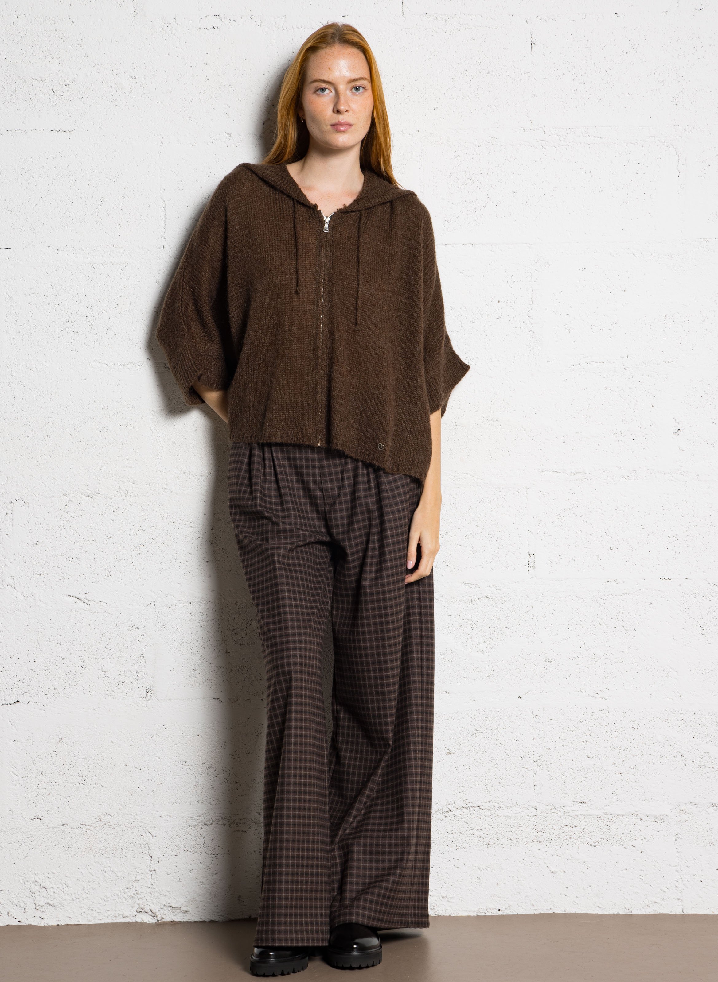 Weites Kapuzencape Braun