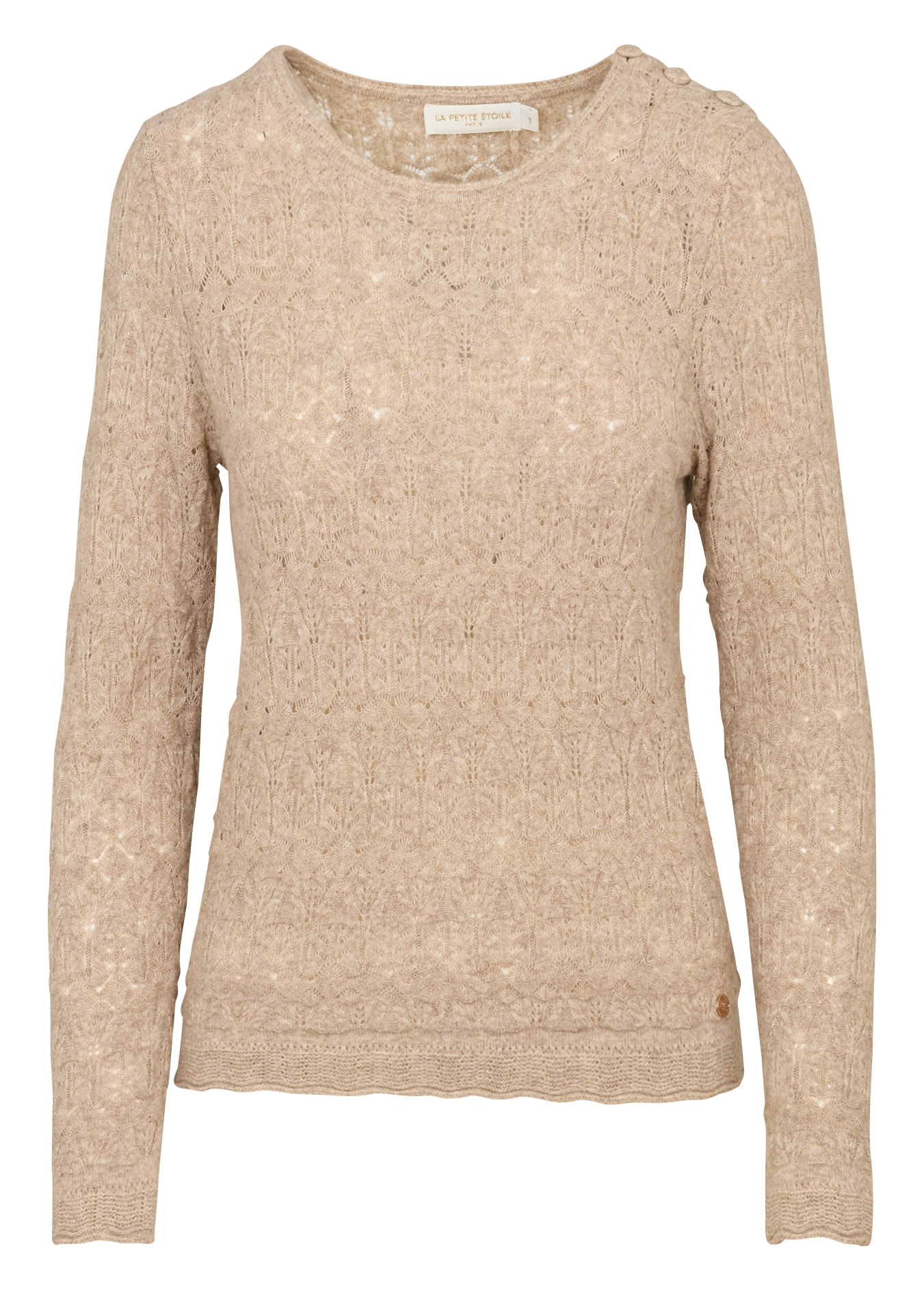 Pull droit col rond en maille LA PETITE ETOILE Beige