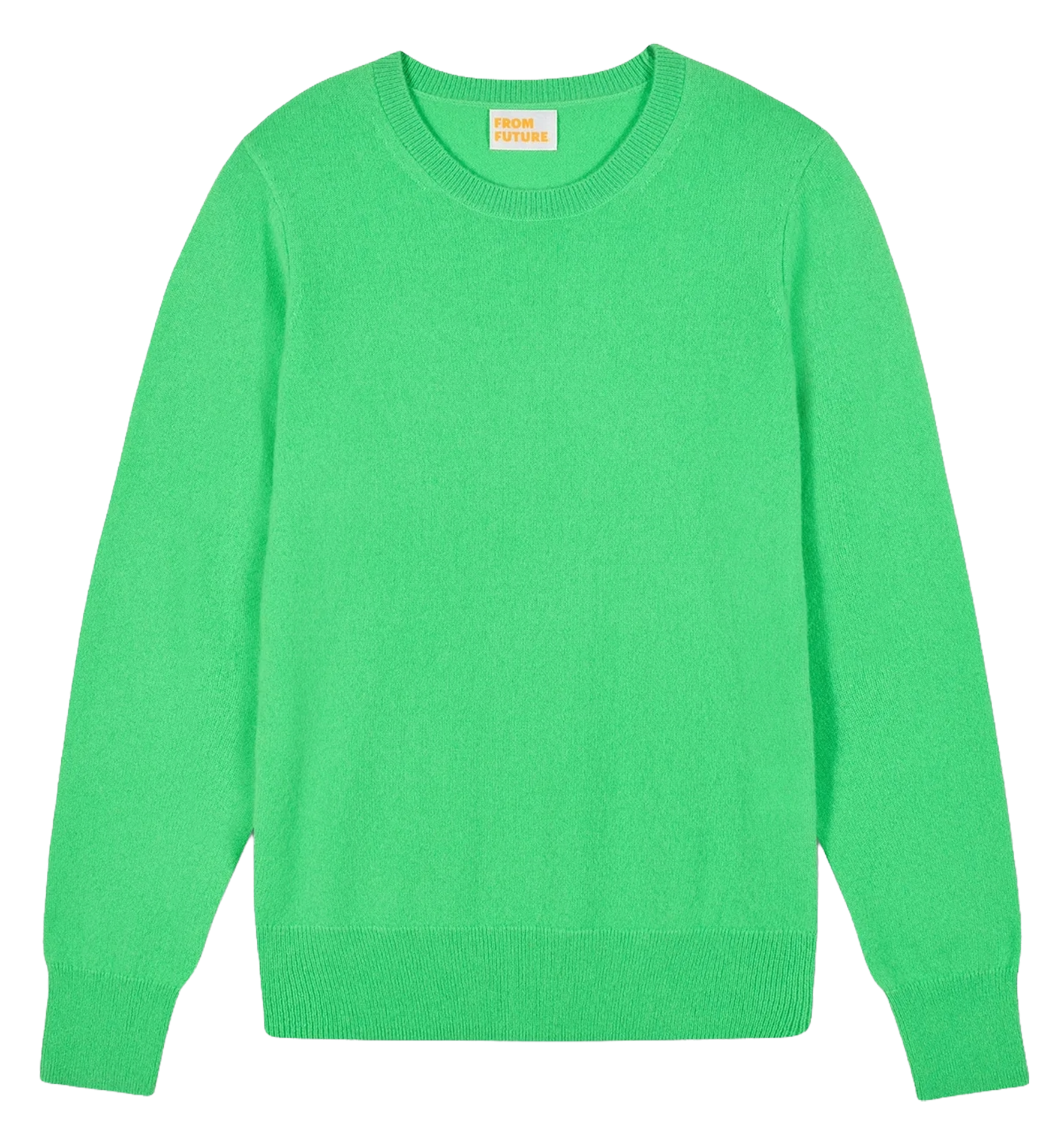 Straight cotton sweater with round neck FROM FUTURE Green