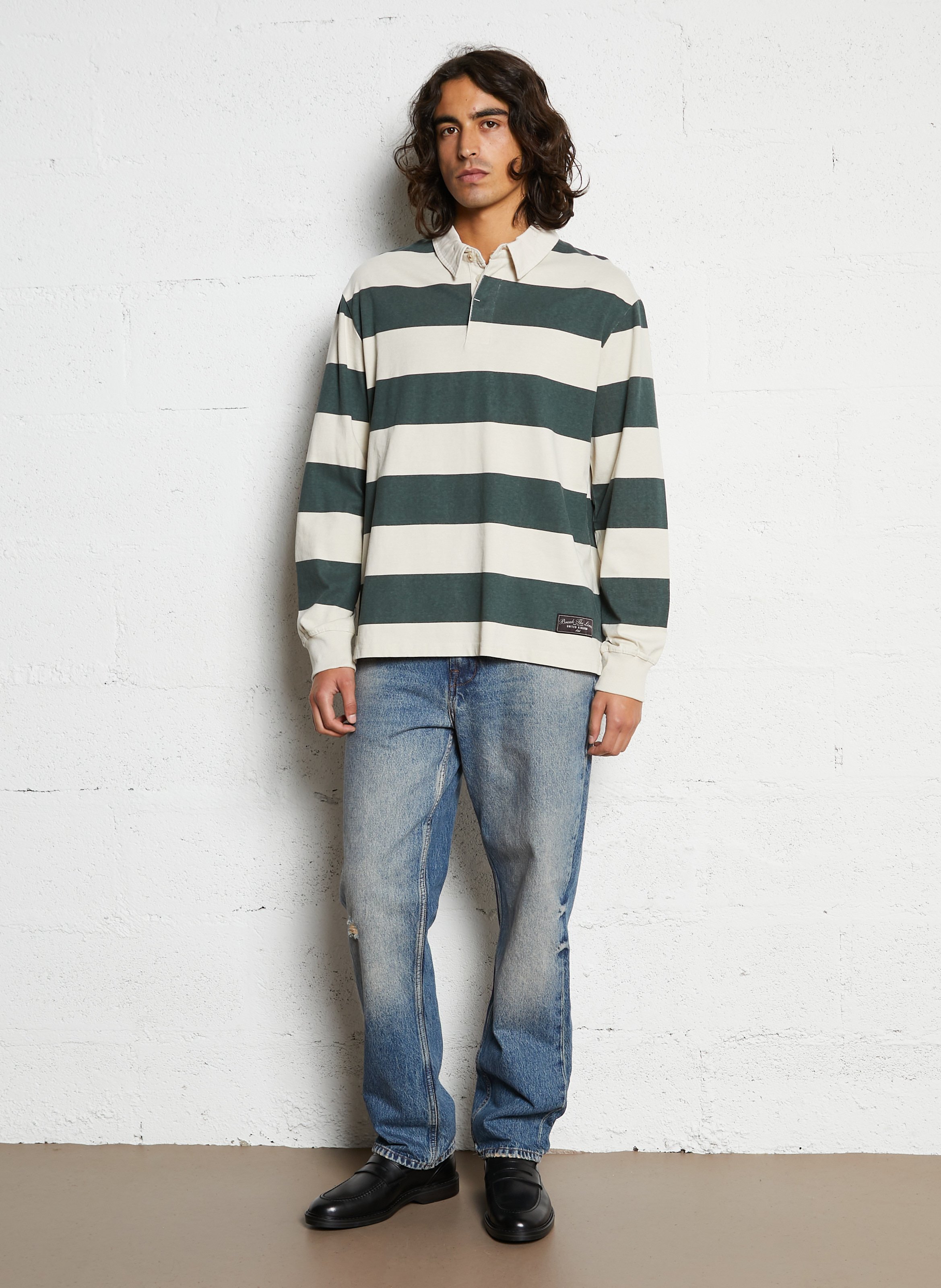 Straight cotton polo shirt SOLID Beige