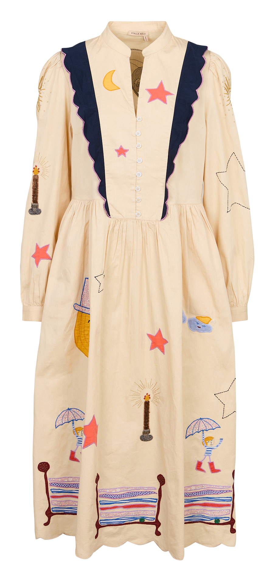 Robe longue col tunisien en coton bio STELLA NOVA