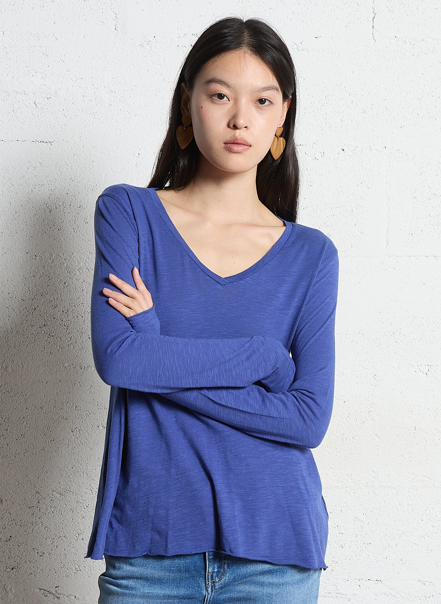 V-neck cotton-blend T-shirt AMERICAN VINTAGE