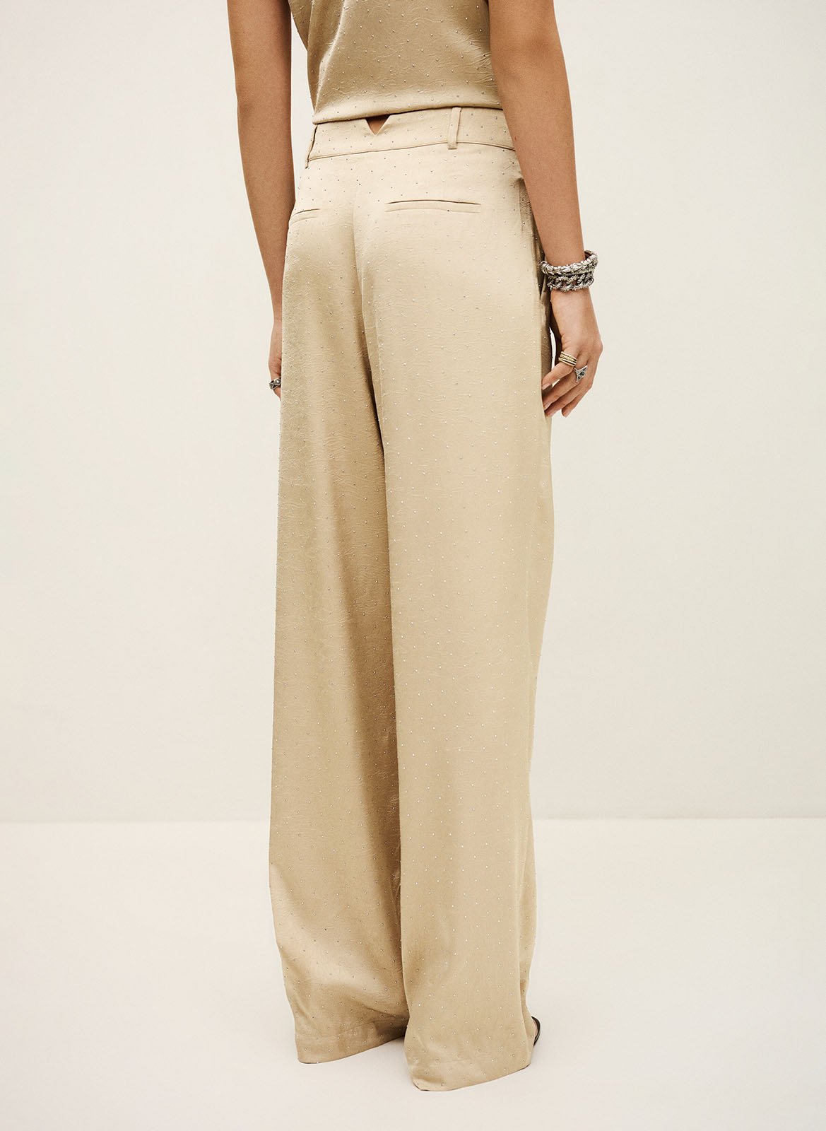 Wijde broek met studs BA&SH Goudkleurig