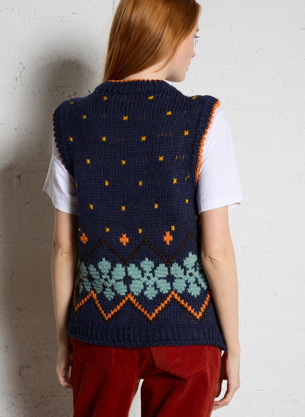 Round-neck sleeveless sweater Blue