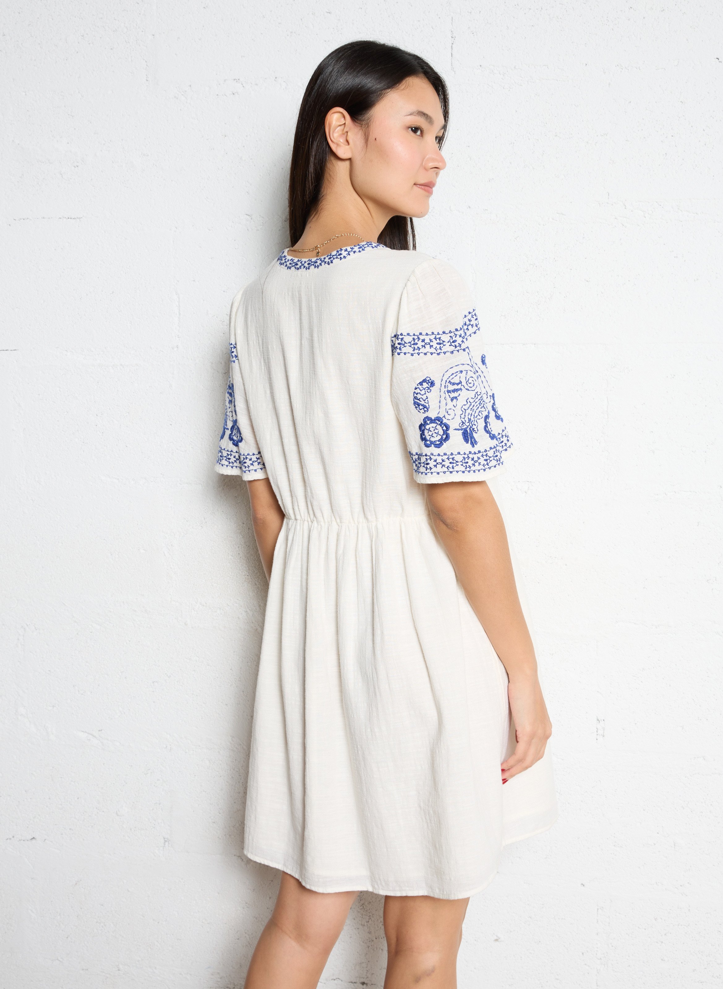 Cotton loose-fit short dress MAISON 123 Blue