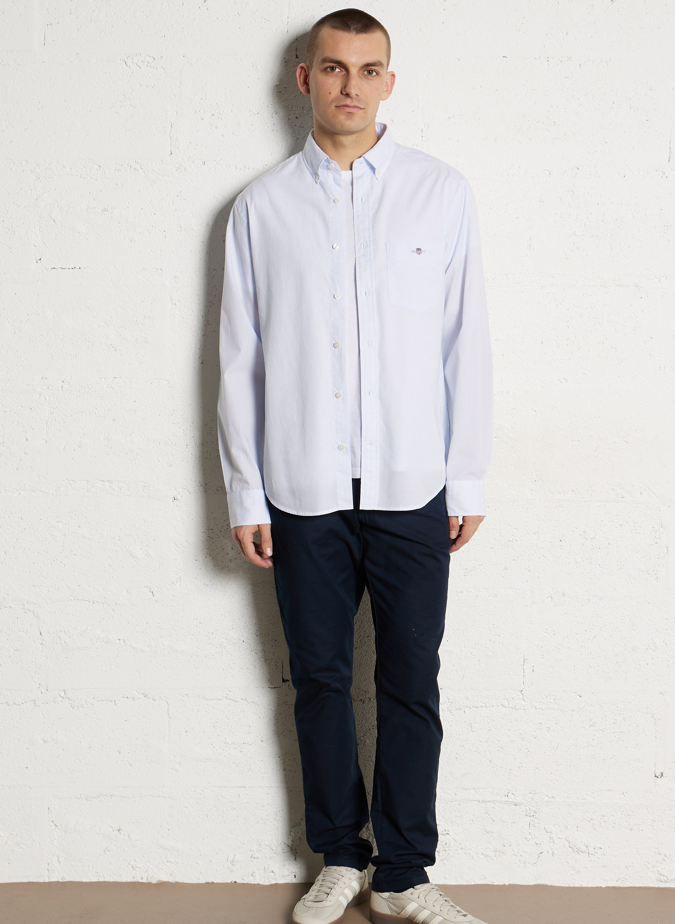 Rechte, gestreepte, katoenen blouse met klassieke kraag GANT Blauw