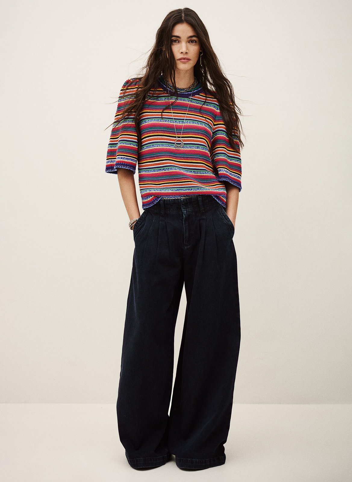 Pull col rond en coton BA&SH Multicolore