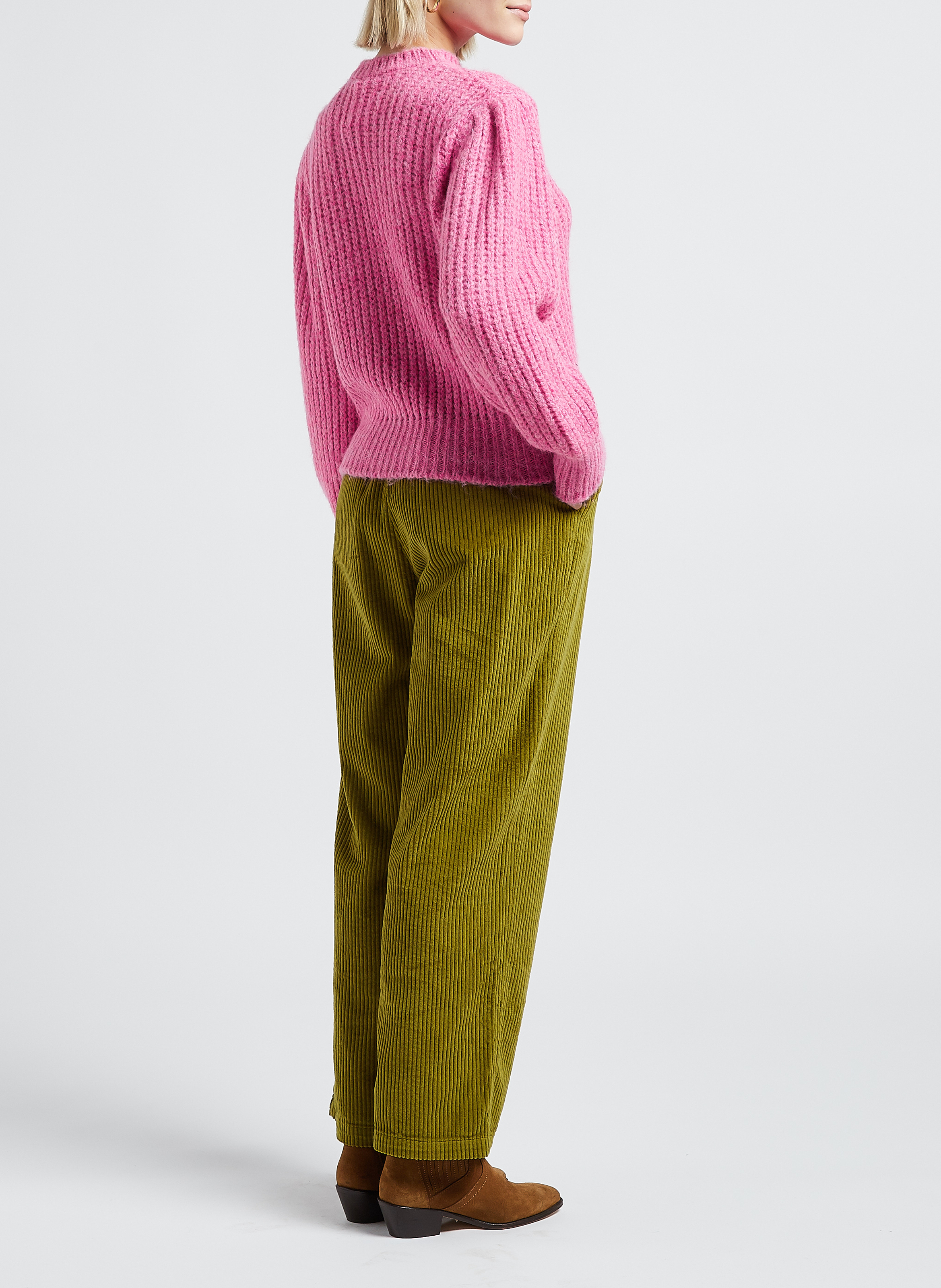 Gebreide trui met ronde hals | materiaalblend THE NEW SOCIETY Roze