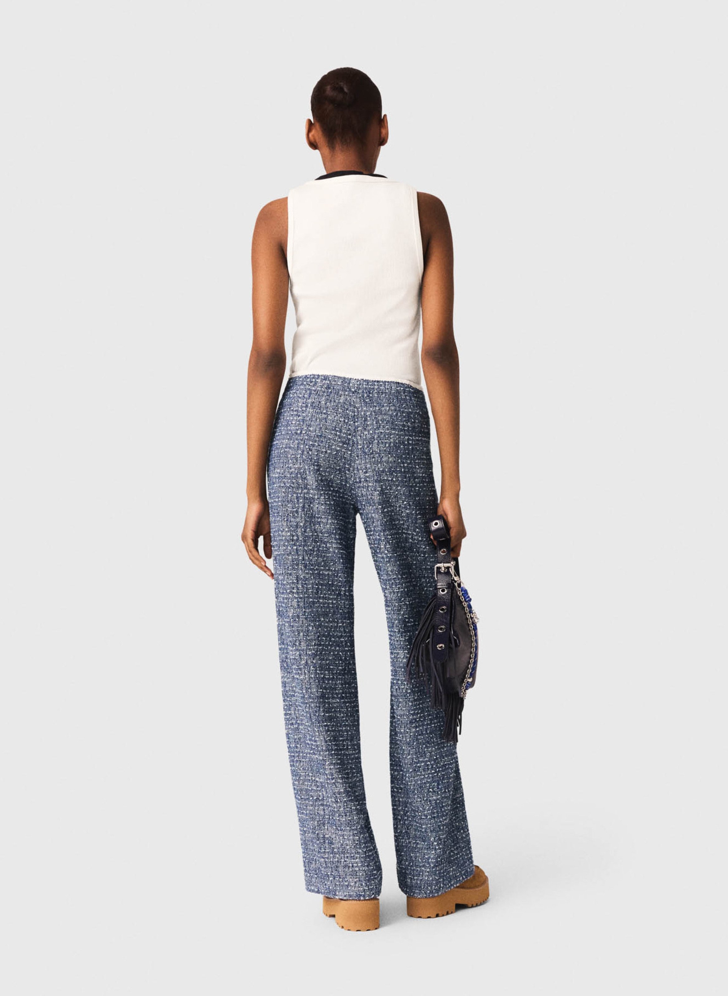 Pantalon droit en tweed MAJE Bleu