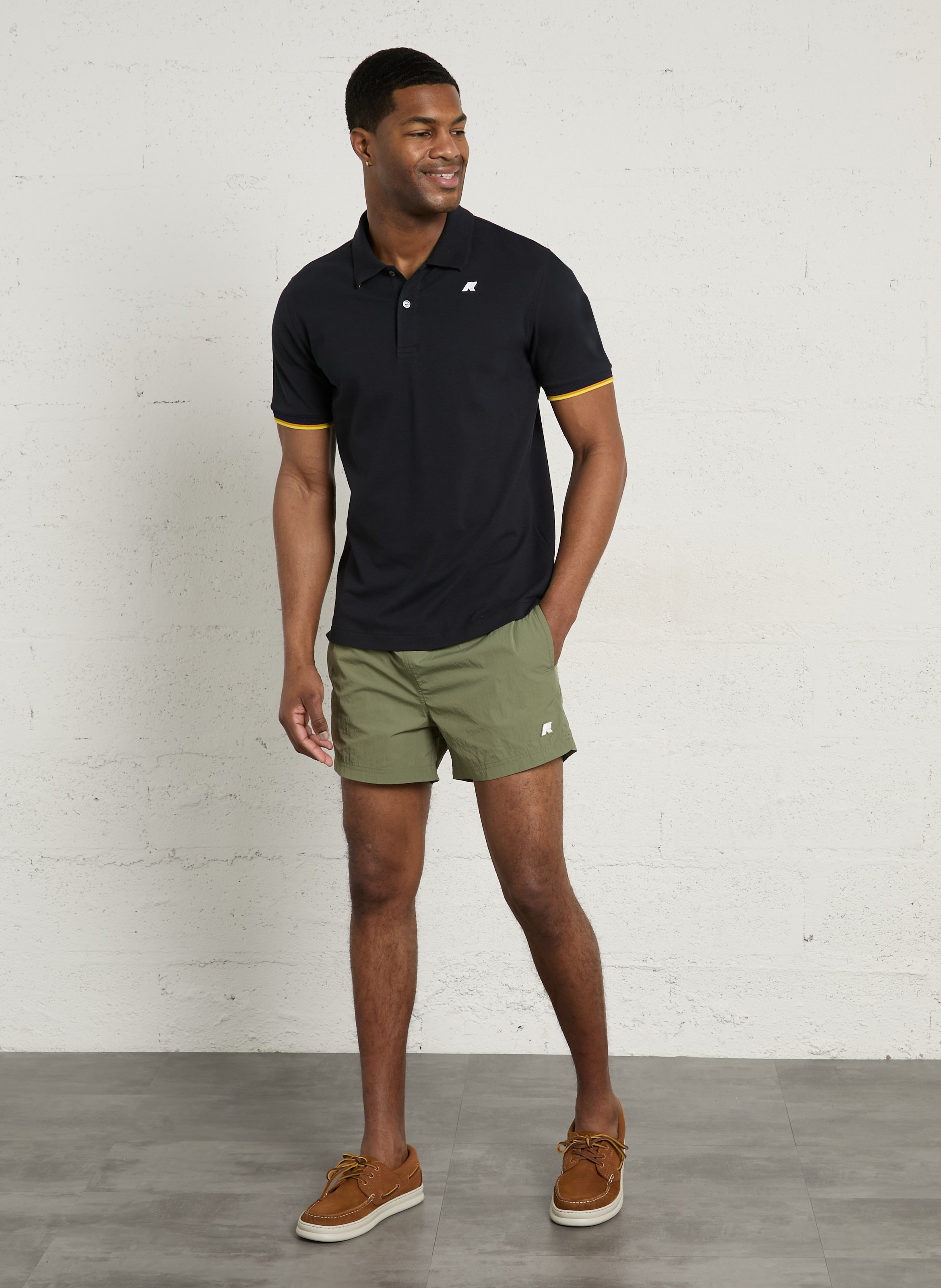 Regular-fit stretch cotton polo shirt K-WAY Blue