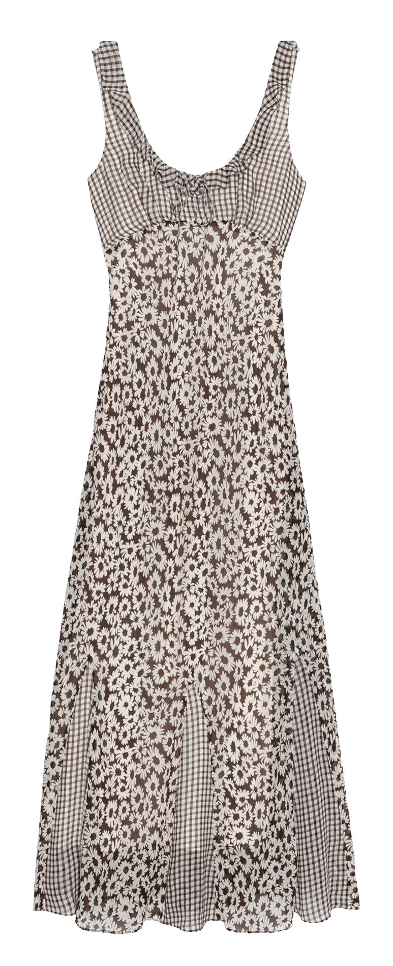 Halflange jurk met ronde hals en print RAILS Bruin