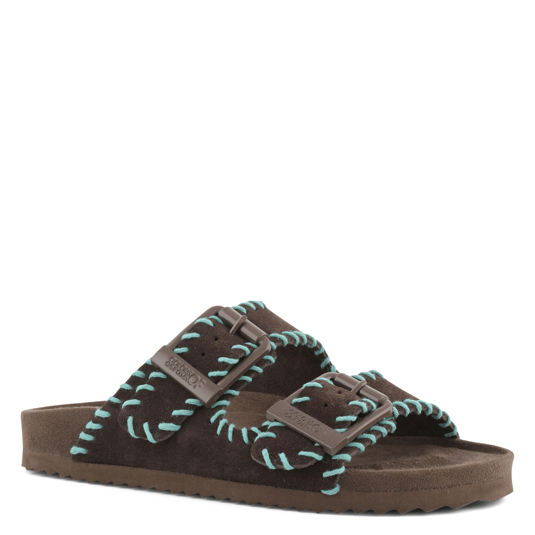 Sandales plates en cuir velours COLORS OF CALIFORNIA Marron