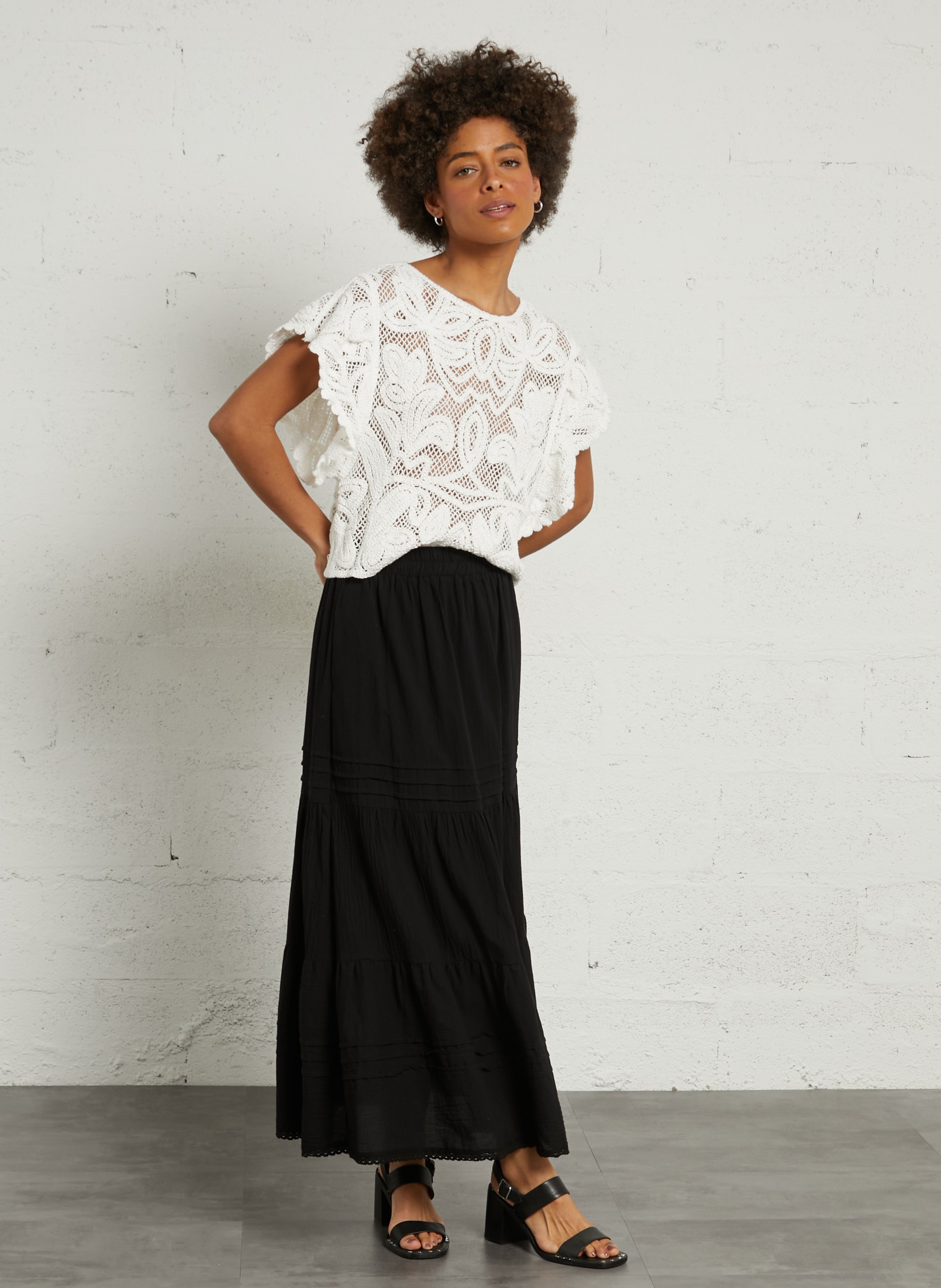Cotton midi skirt THE KORNER Black
