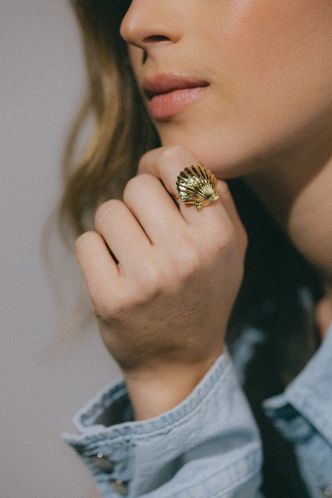 Maxi gold-plated seashell ring MONSIEUR SIMONE Silver