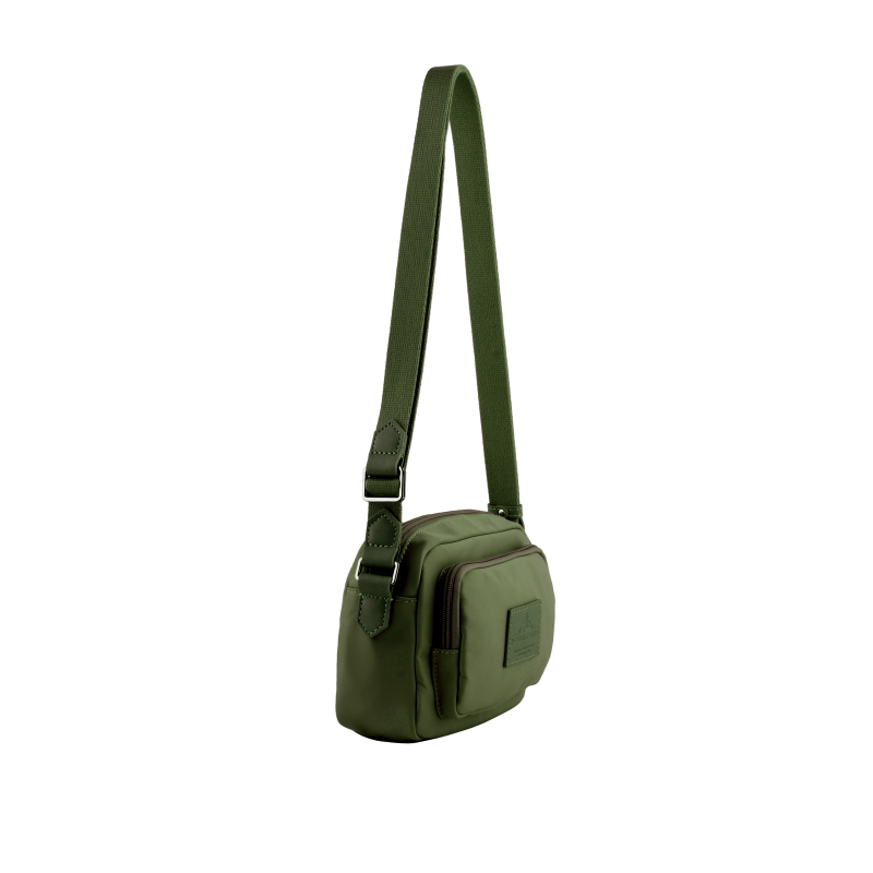 Crossbody bag in canvas trimmed with leather Khaki