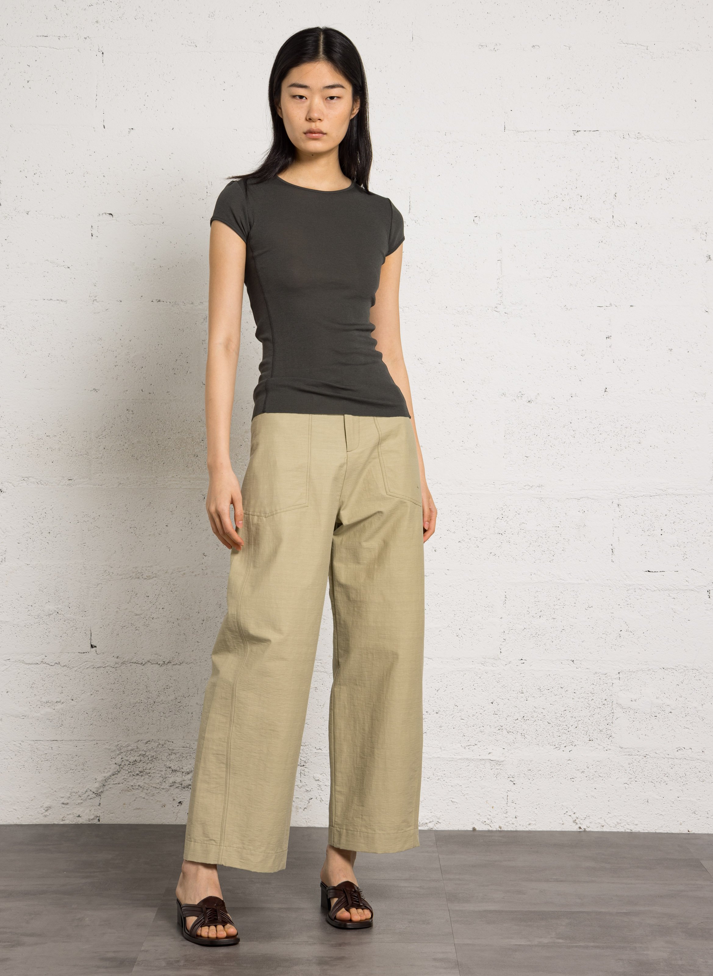 Wide-leg organic cotton-blend pants SOEUR Green