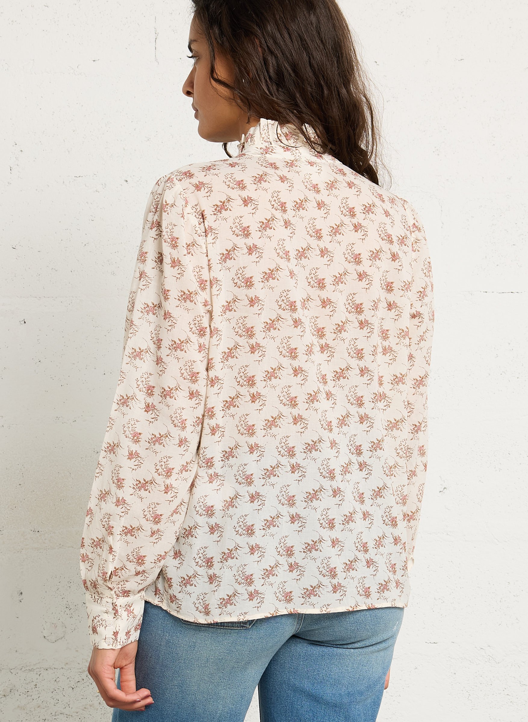 Printed Victorian-collar shirt MAISON 123 Beige