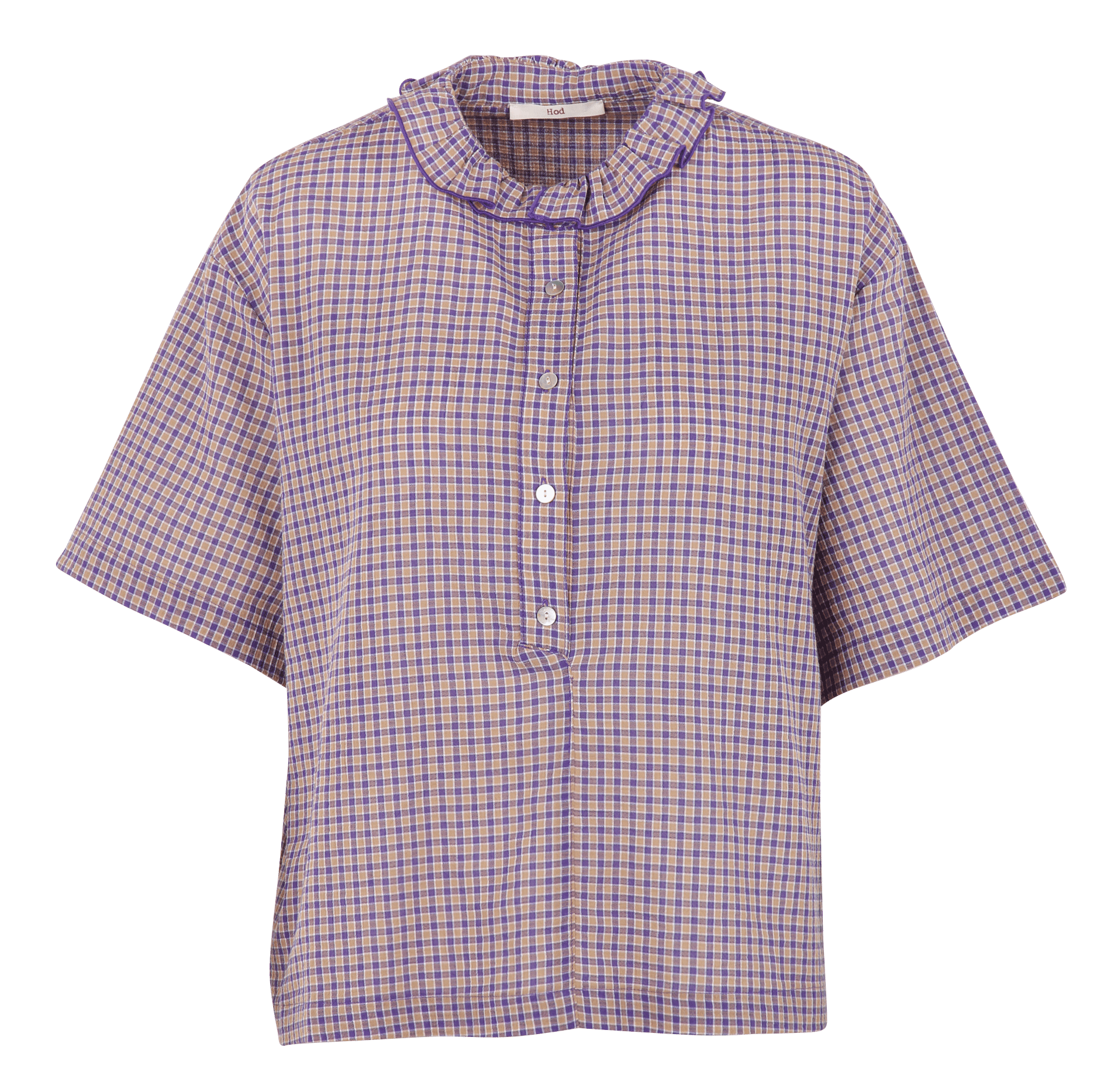 Blouse droite col classique en coton mélangé imprimé HOD PARIS Violet