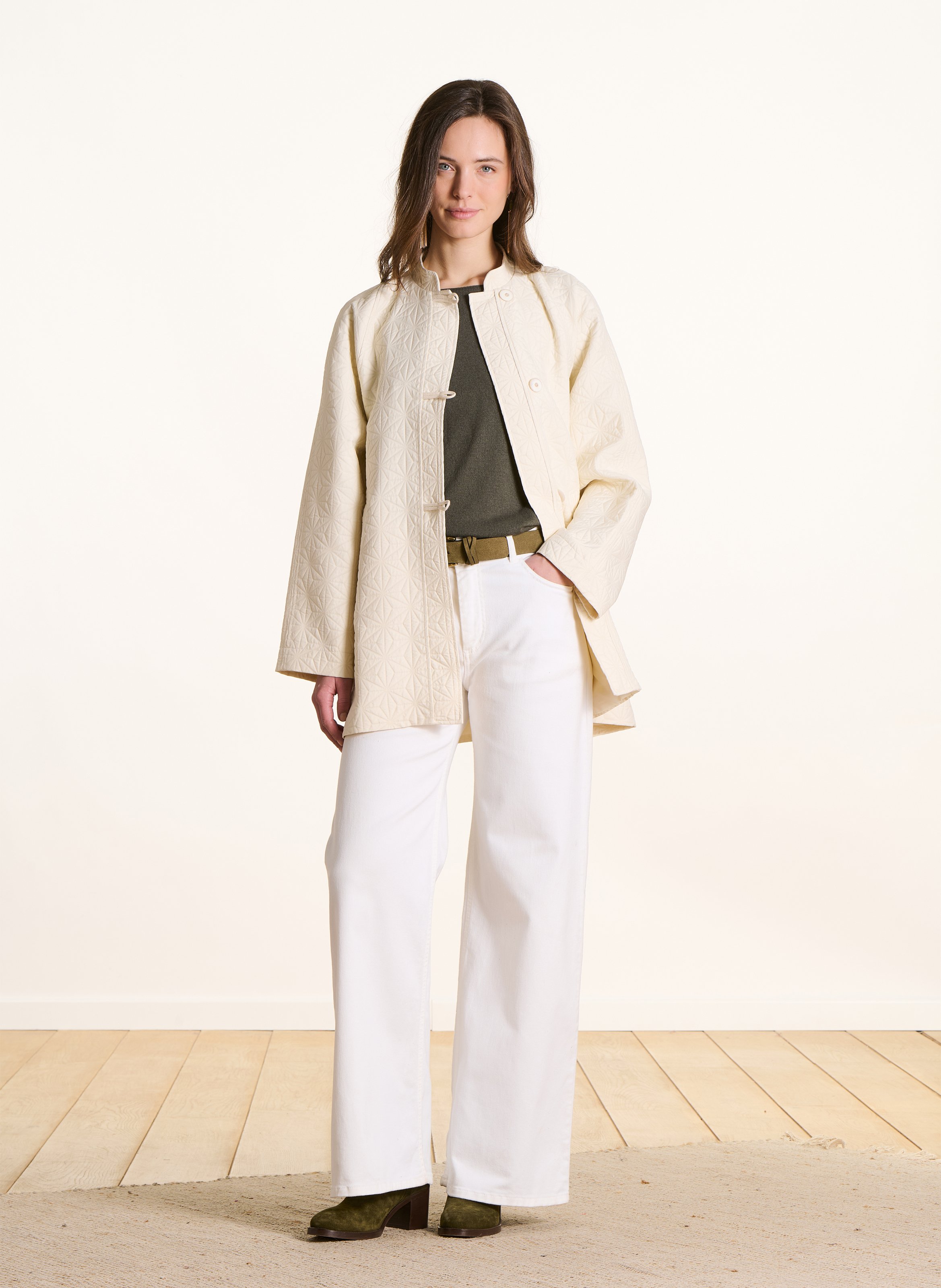 Manteau oversize en jacquard LA FEE MARABOUTEE Blanc