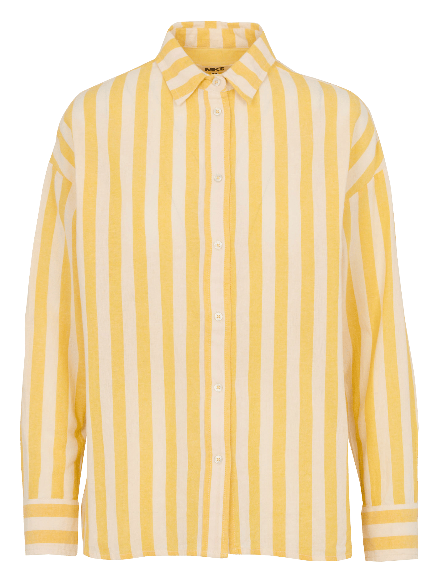 Recht, gestreept, katoenen overhemd met klassieke kraag MKT Oranje