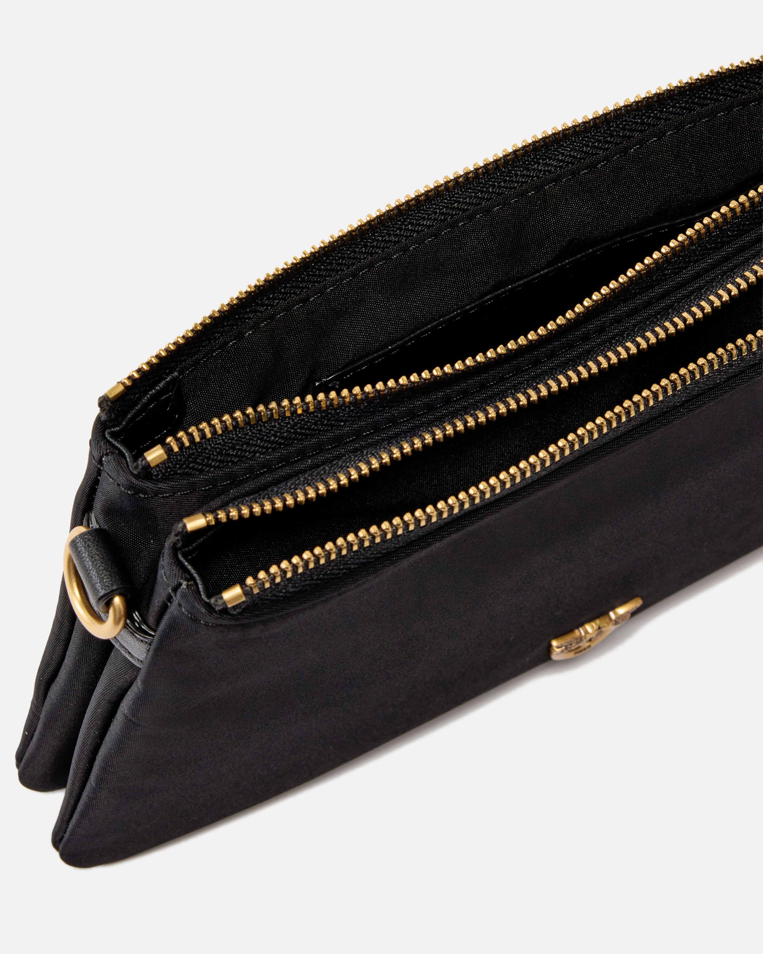 Petit sac à bandoulière double bag mini en nylon PINKO Noir