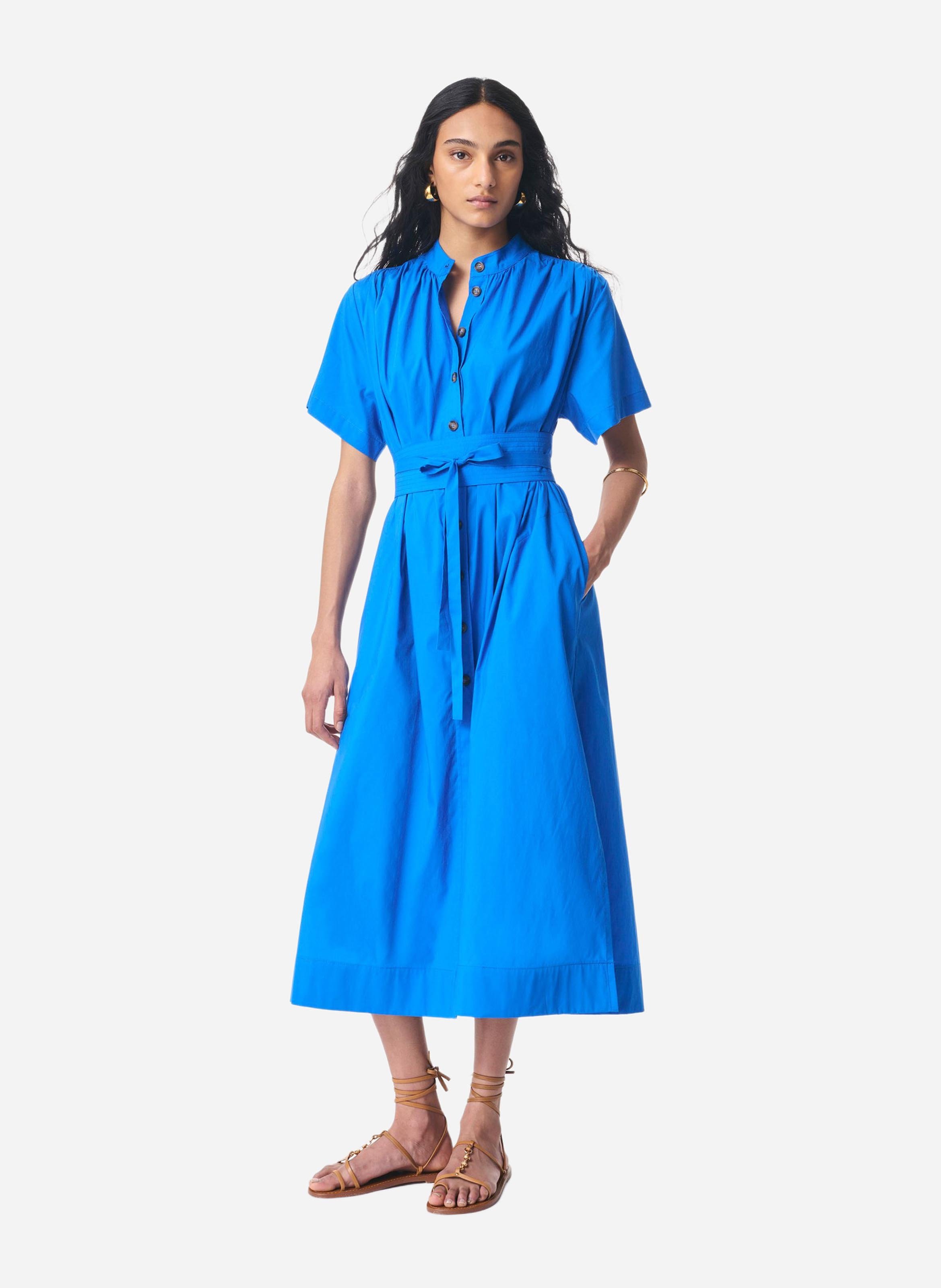 Robe midi col rond ceinturée unie VANESSA BRUNO