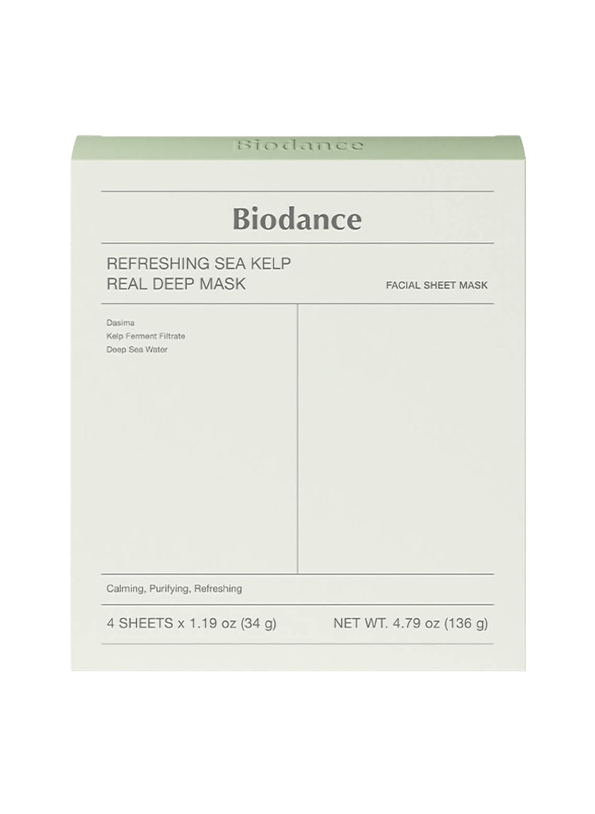 PACK OF 4 REFRESHING SEAWEED FACE MASKS - 4pcs BIODANCE No color