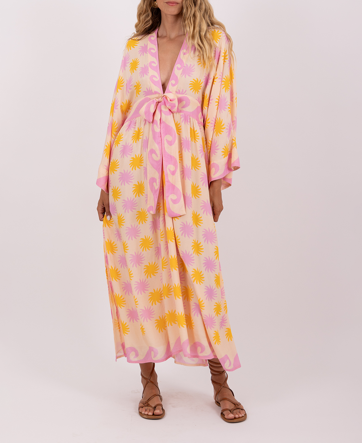 Weites langes Baumwollkleid SUNDRESS Beige