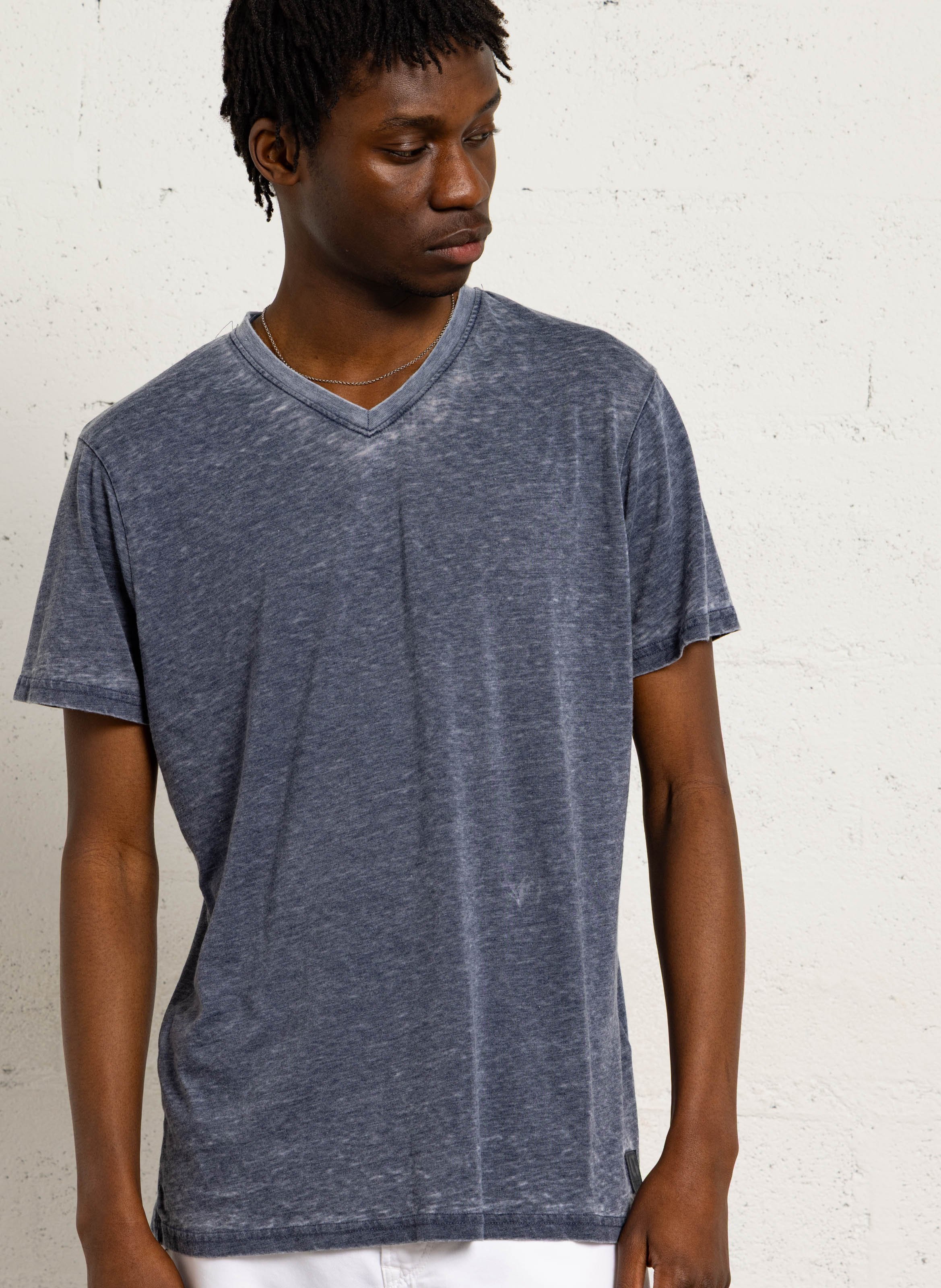 Tee-shirt droit chiné col V LE TEMPS DES CERISES