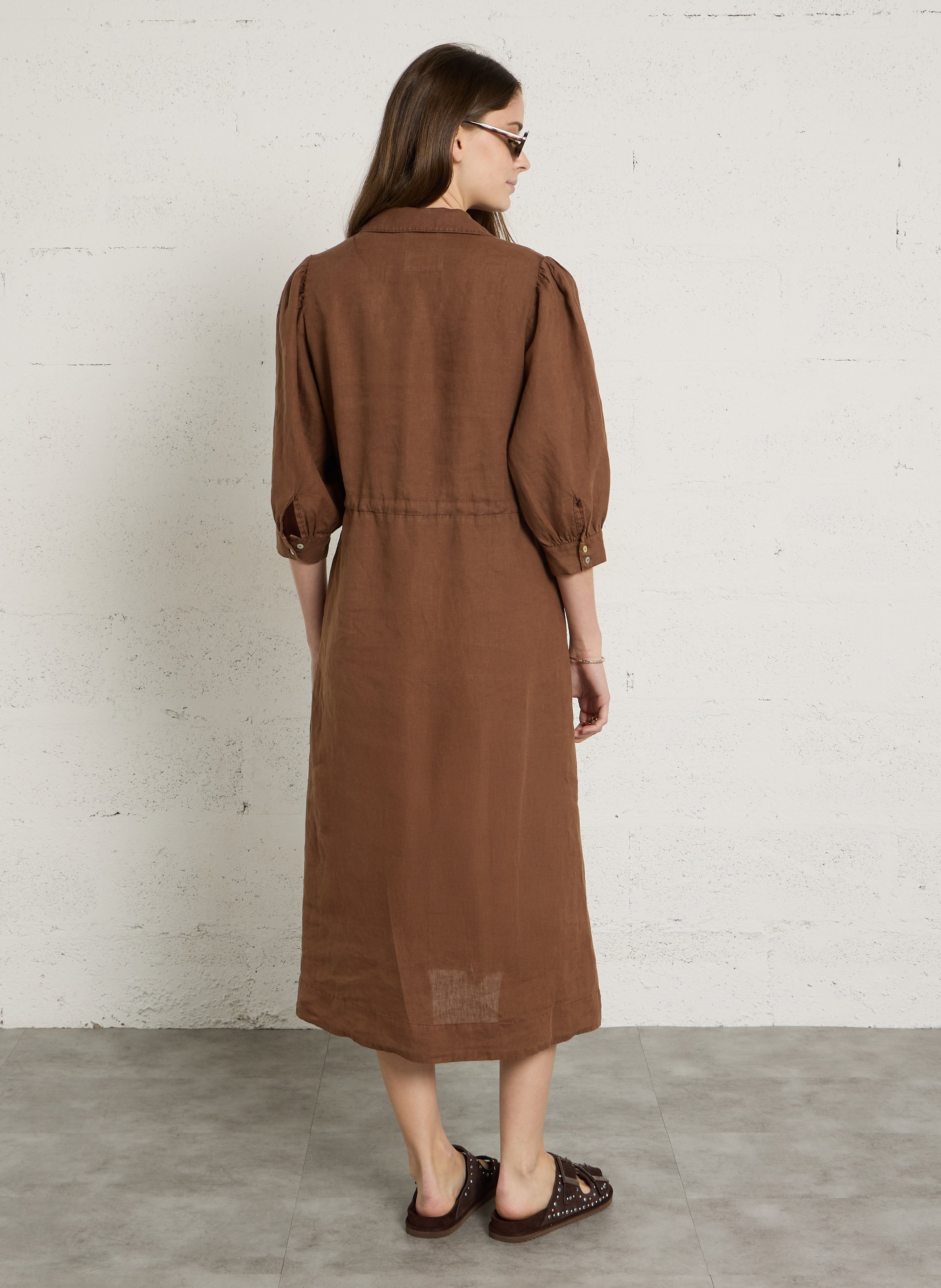 Sandales plates en cuir velours COLORS OF CALIFORNIA Marron