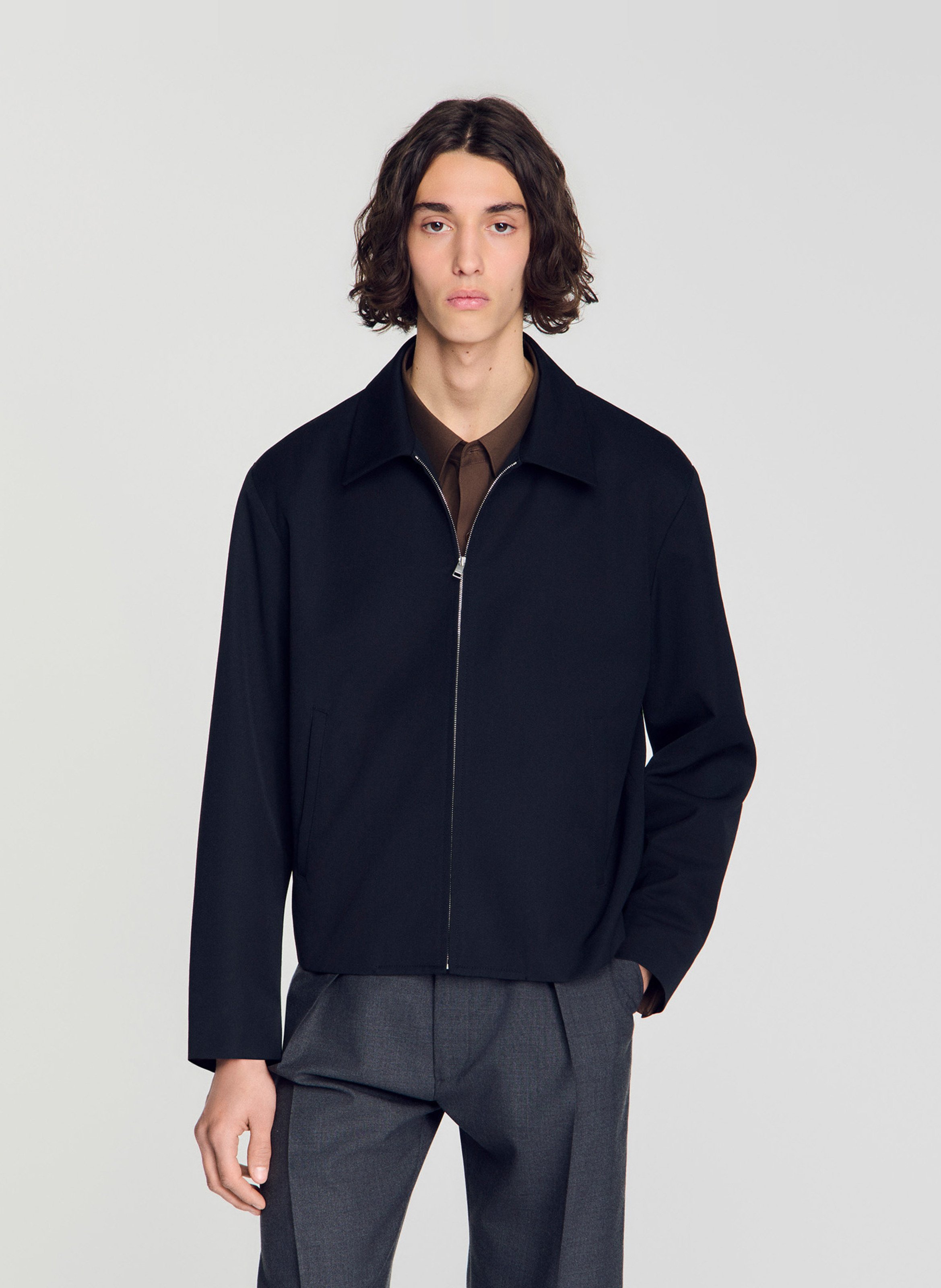 Gerade geschnittener Blouson mit klassischem Kragen SANDRO Blau