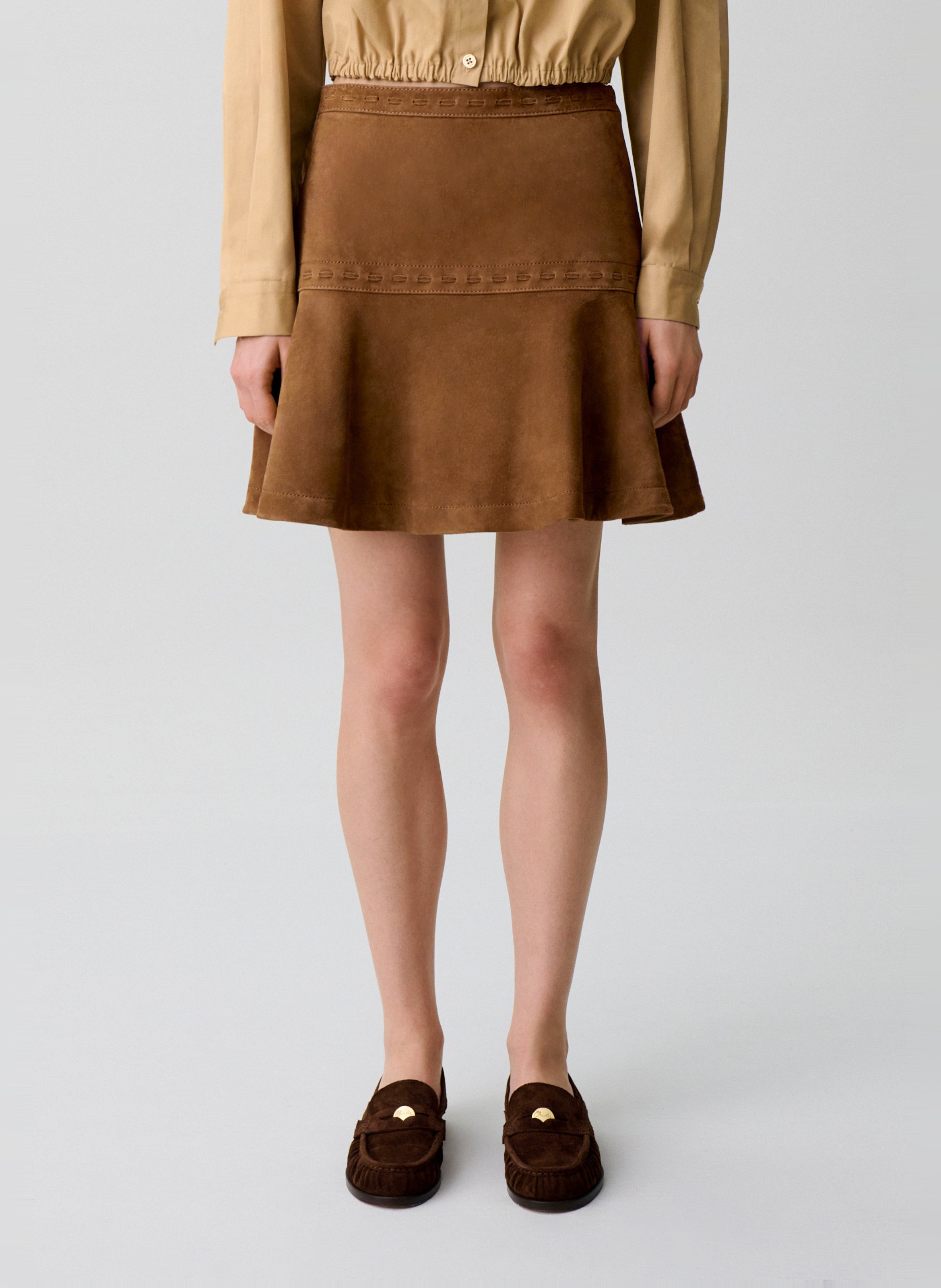 Jupe courte évasée CLAUDIE PIERLOT Marron