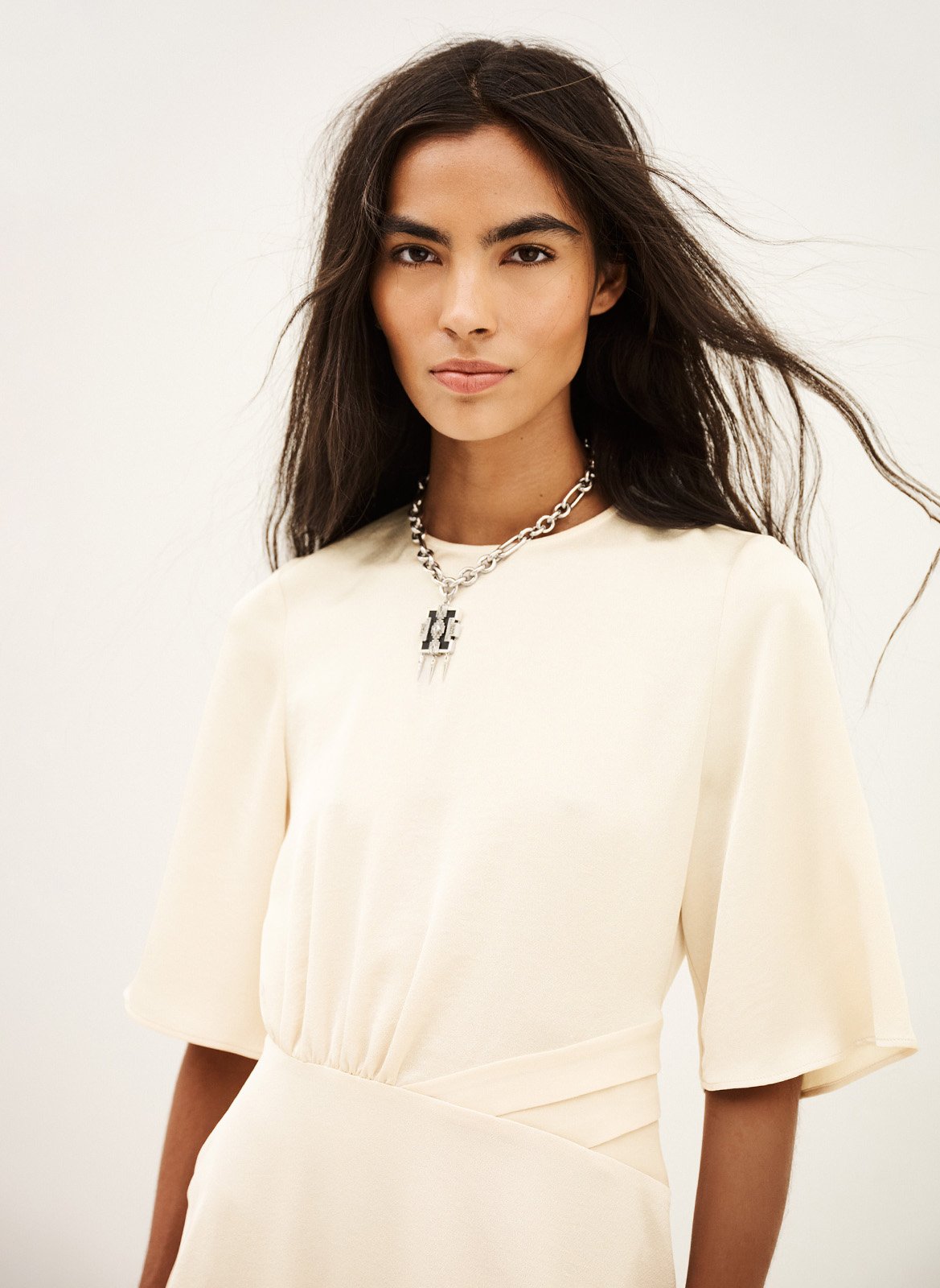 Robe midi cintrée asymétrique BA&SH Beige