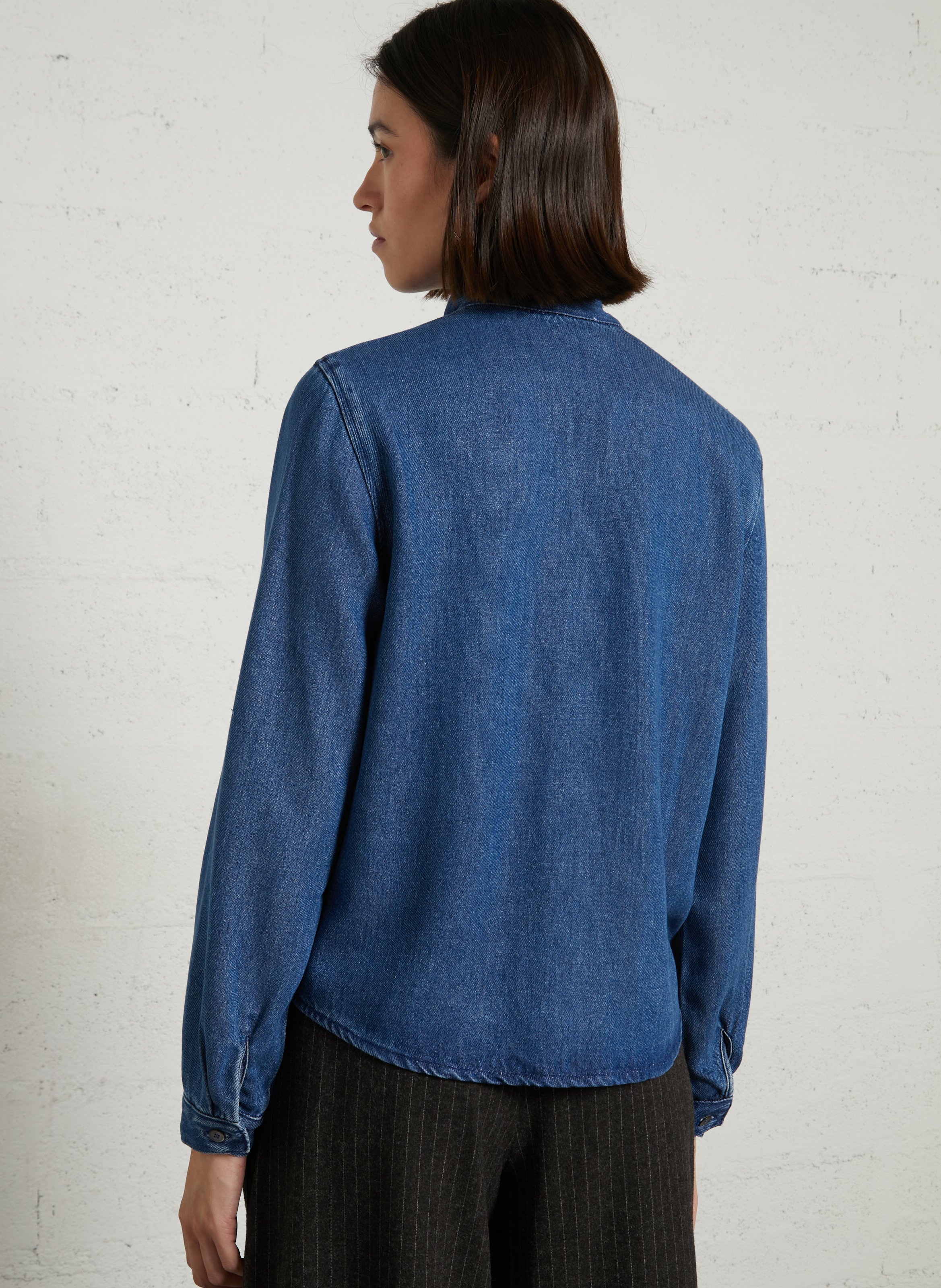 Straight shirt with high collar DES PETITS HAUTS Blue