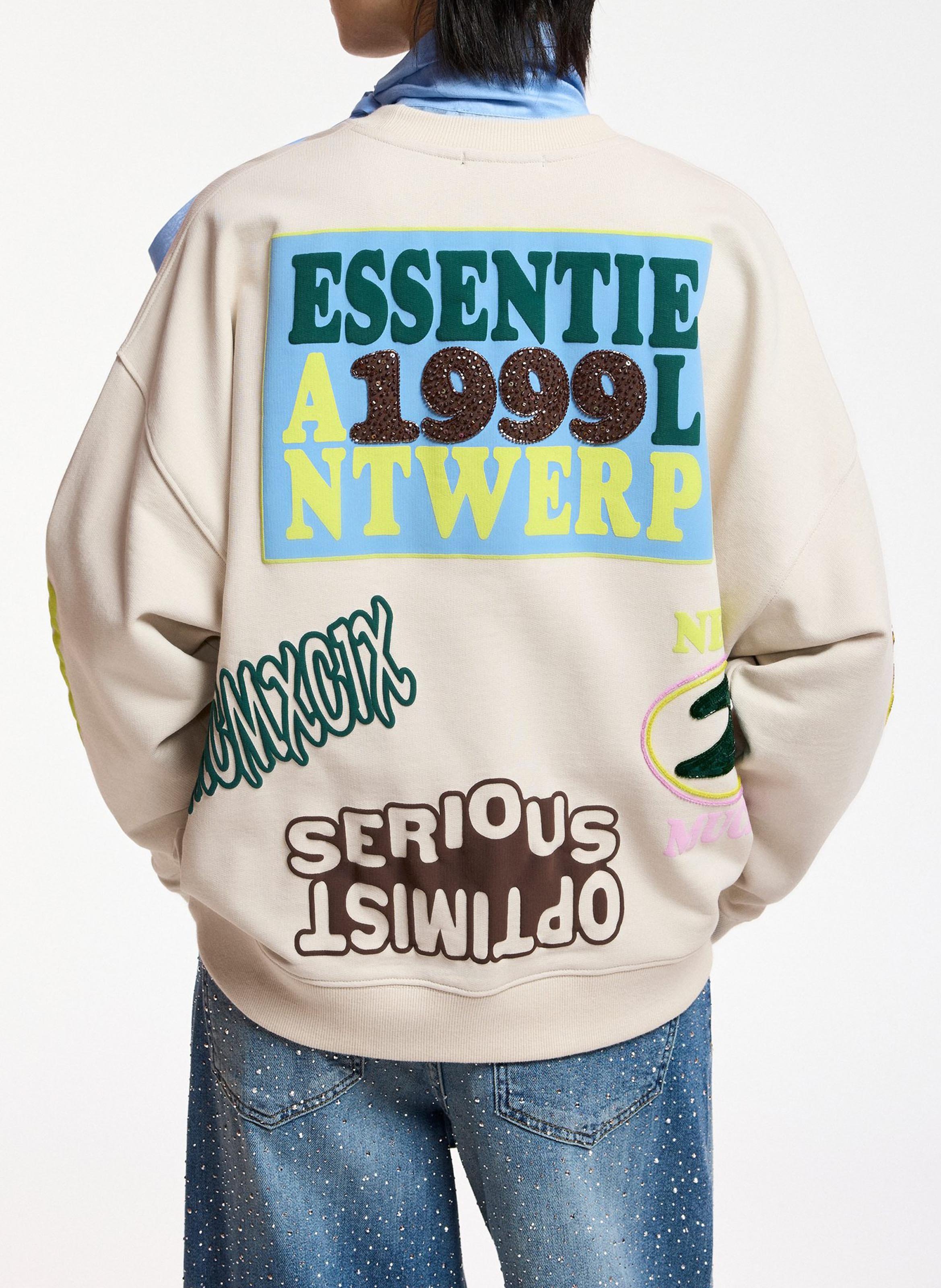Sweat ample col rond imprimé en coton ESSENTIEL ANTWERP Blanc
