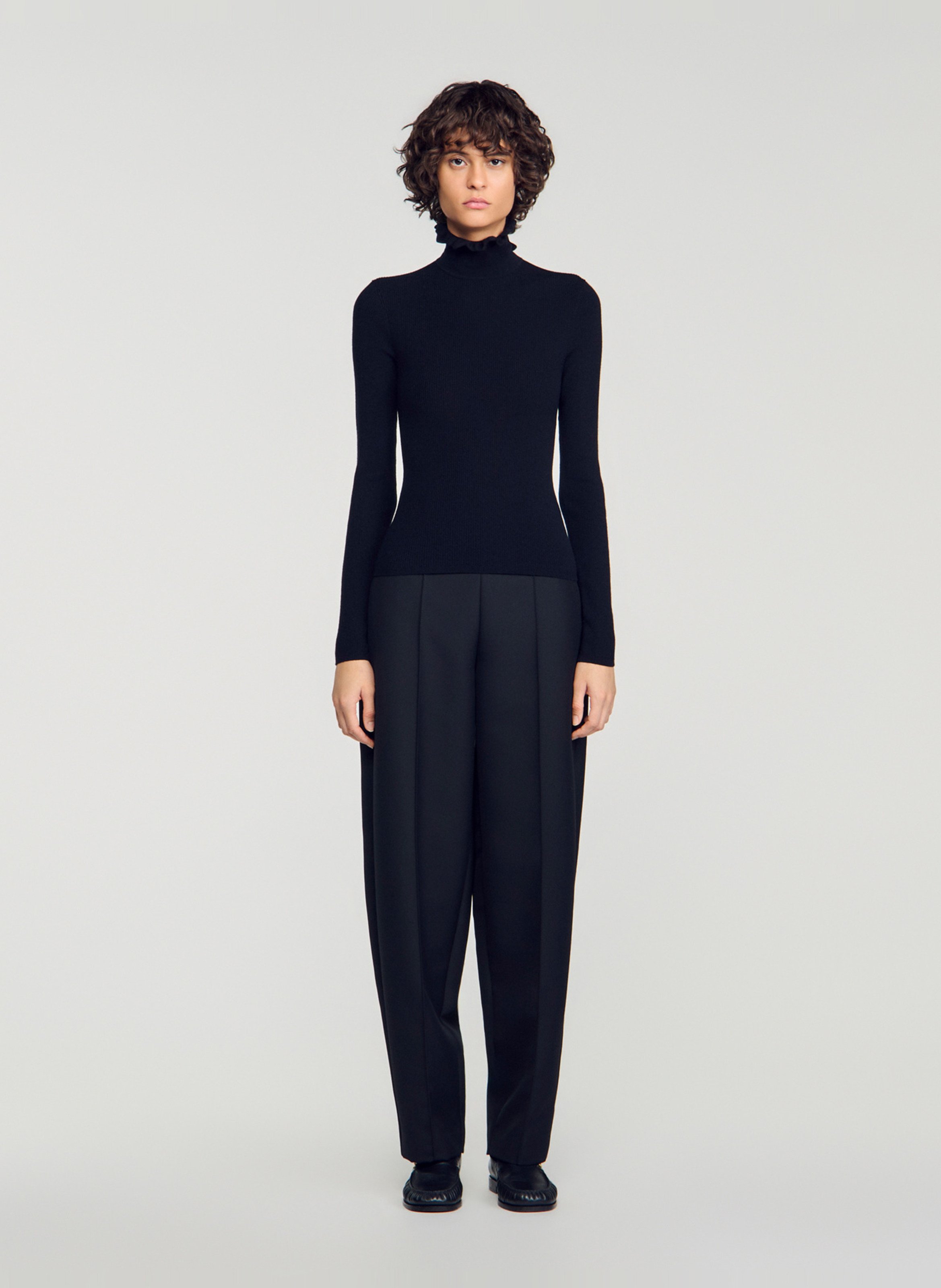 Pull moulant en laine mélangée SANDRO Noir