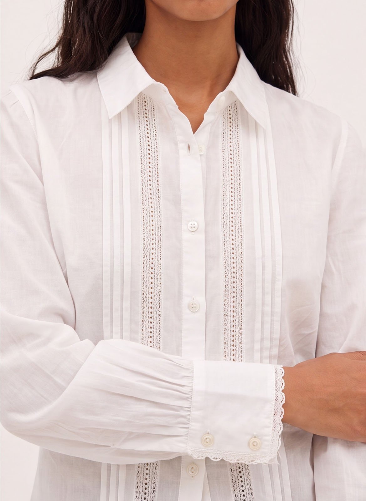 Gerade Baumwoll-Bluse mit klassischem Kragen KOOKAI Weiss