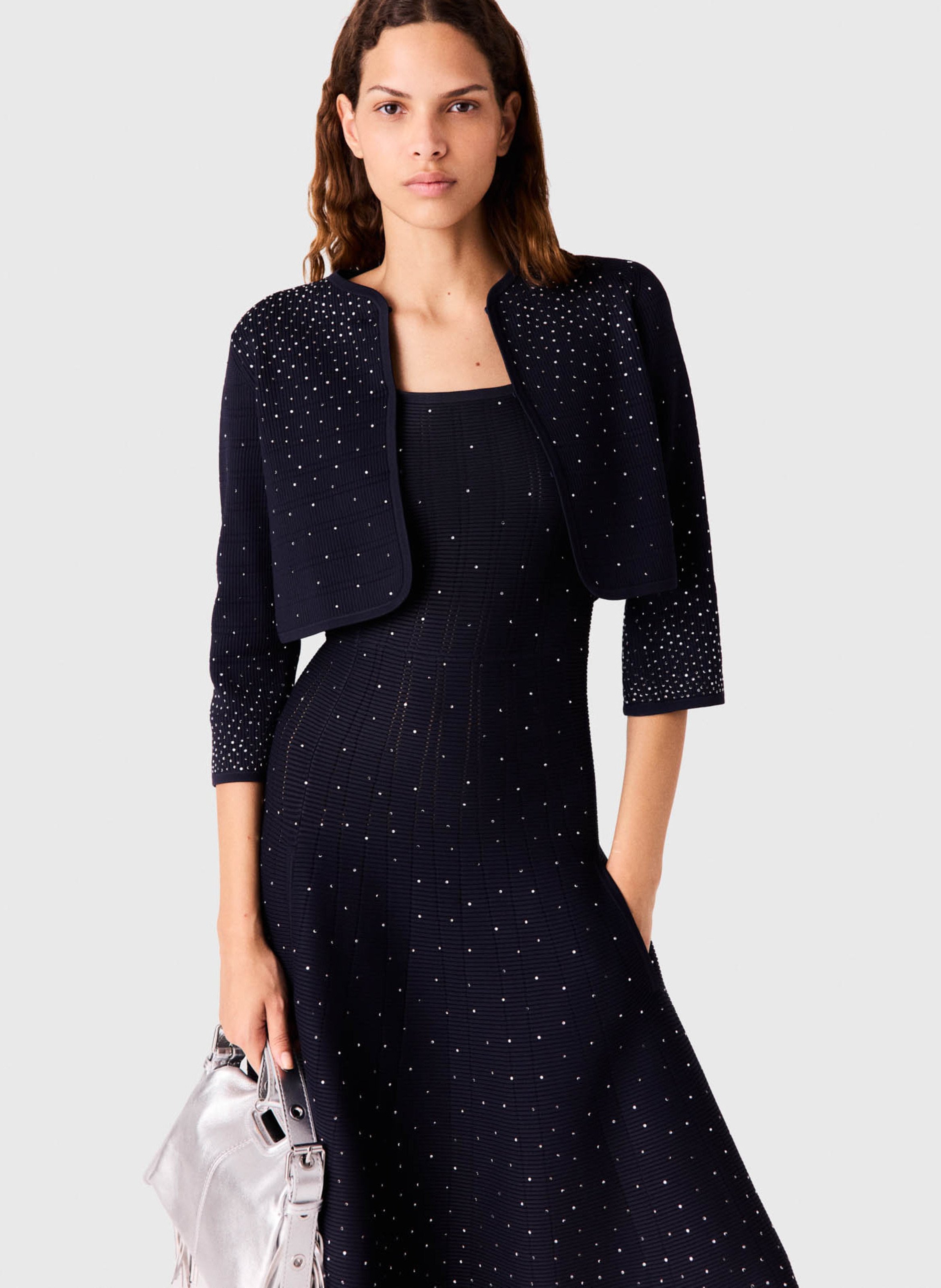 Cardigan court à strass MAJE Bleu
