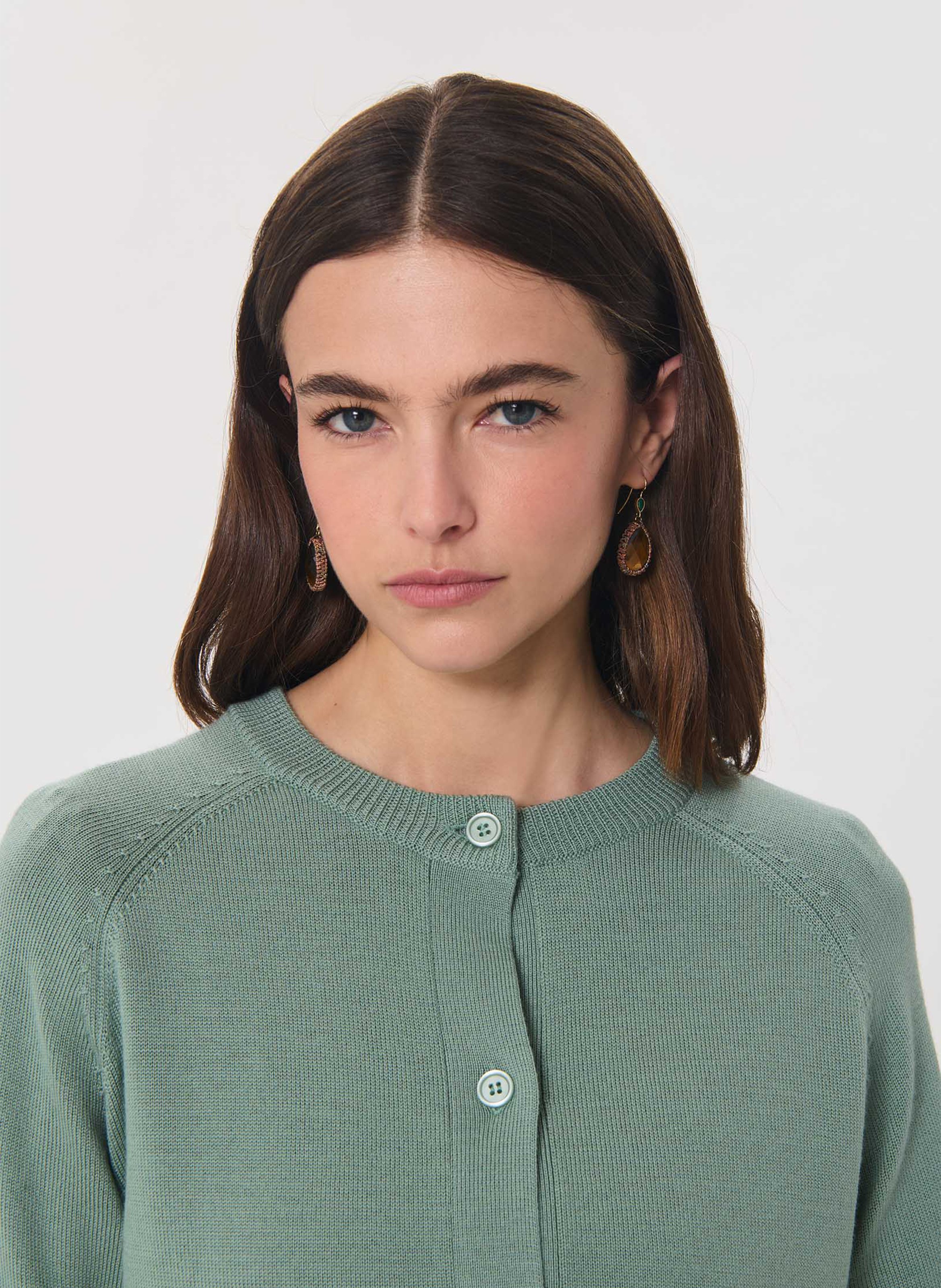 Straight wool cardigan TARA JARMON Green