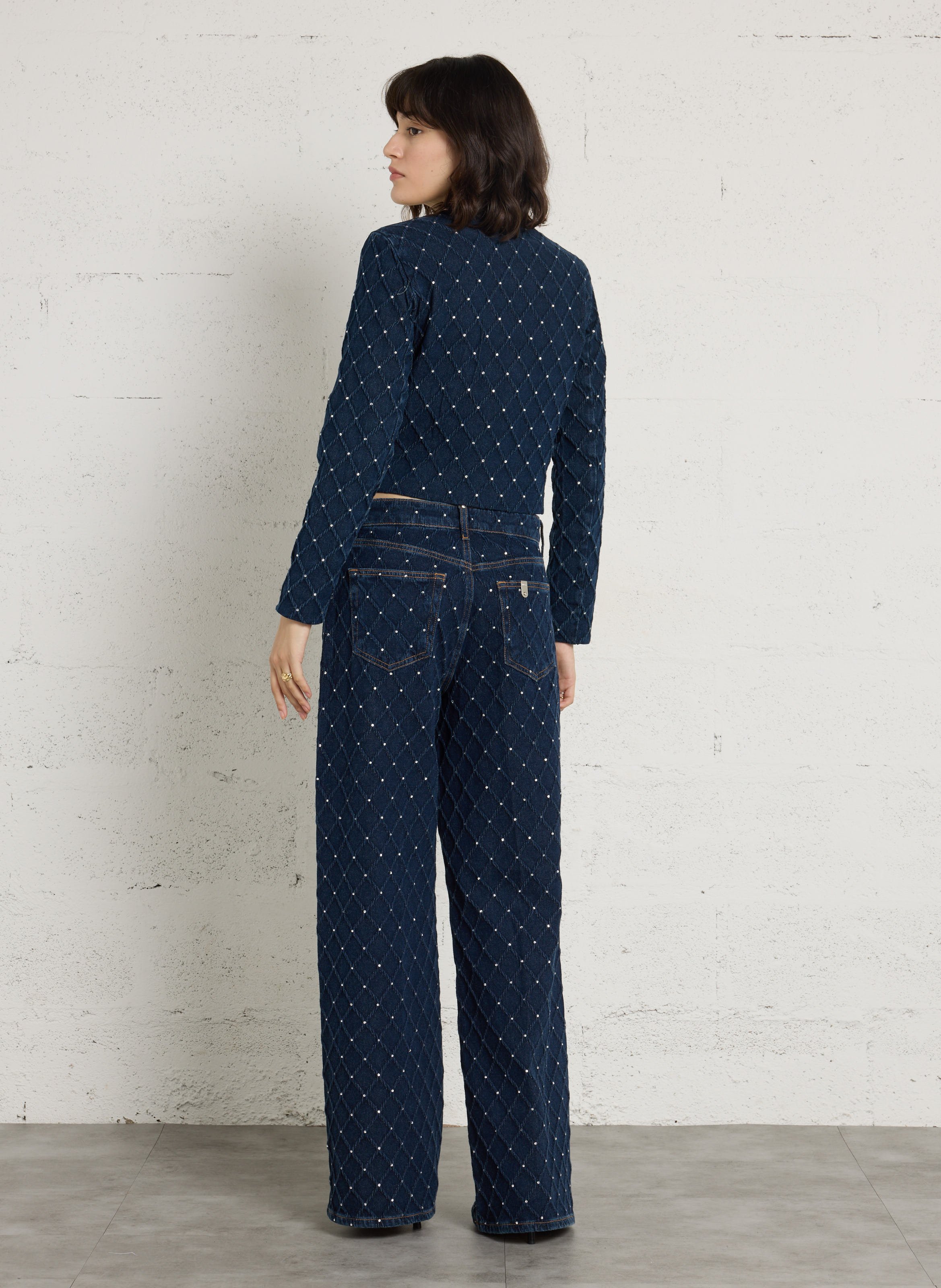 Kurze taillierte Jacke aus Baumwollmischung LIU JO Blau