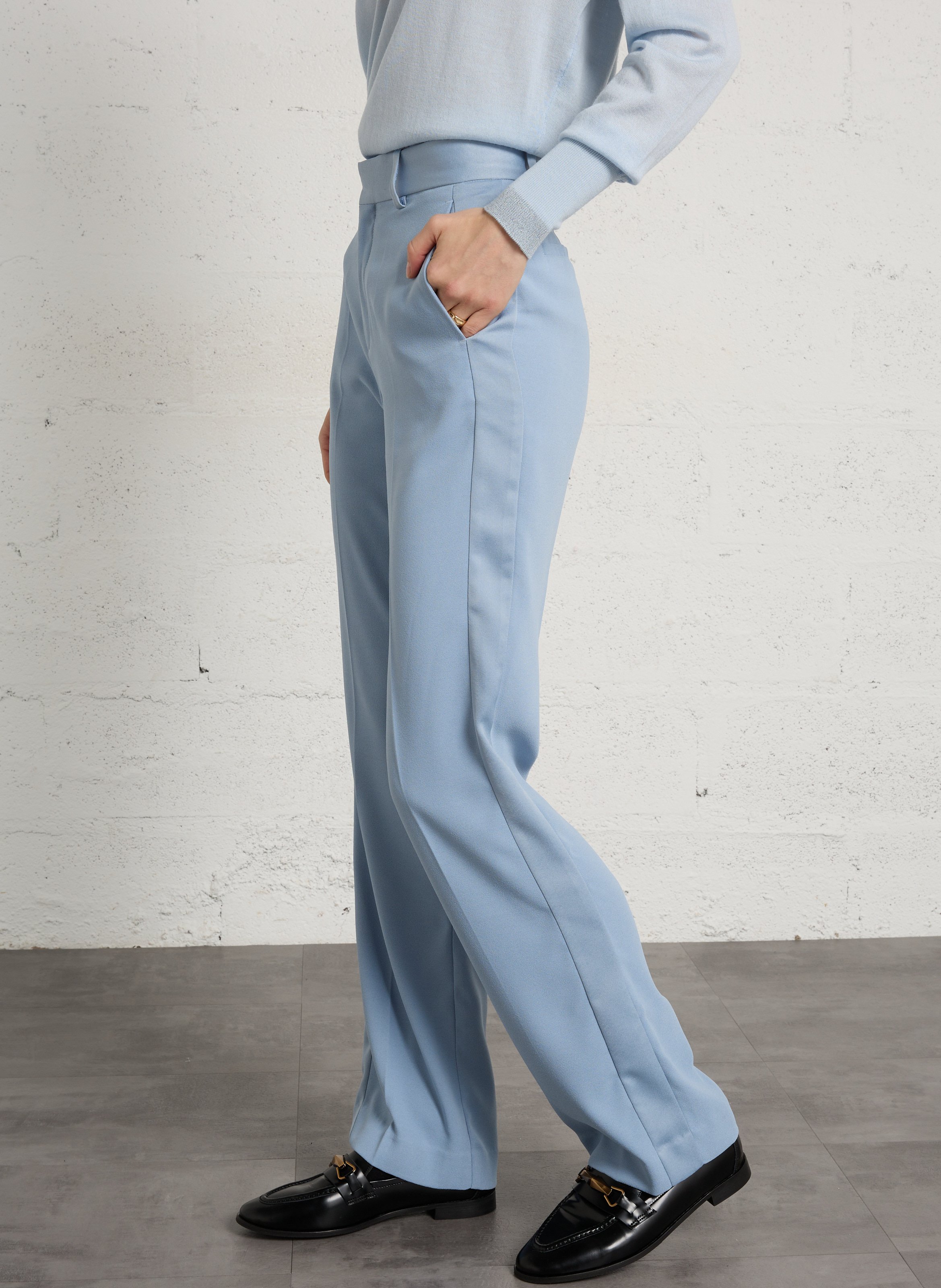 Pantalon tailleur droit fluide IKKS Bleu